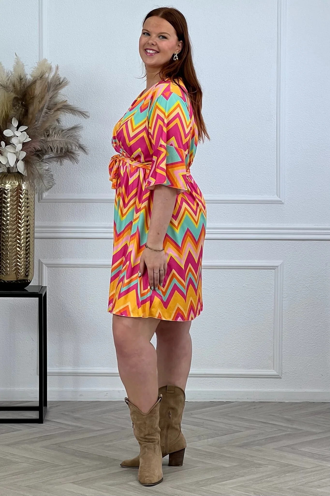 Short Jill Dress - Zigzag Orange - Image 7
