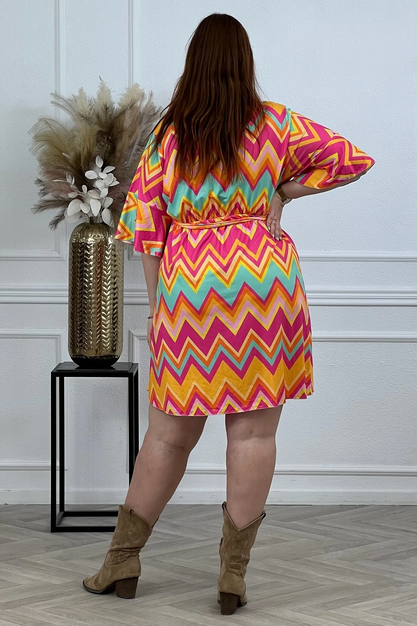Short Jill Dress - Zigzag Orange - Image 8