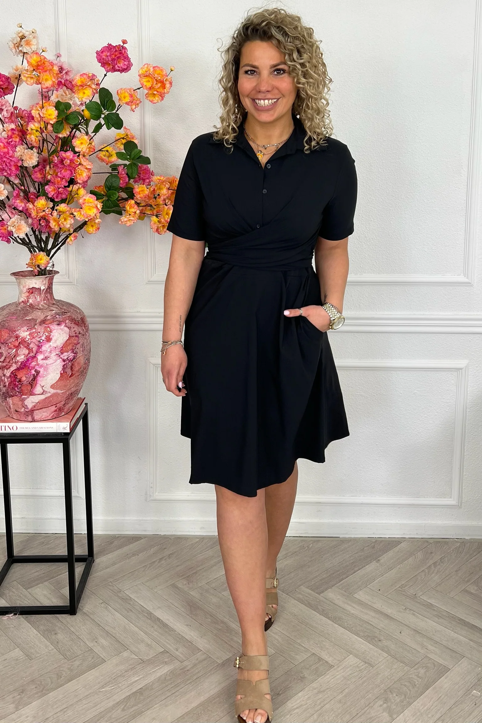 Short Perfect Travel Strik Dress - Black - Image 2