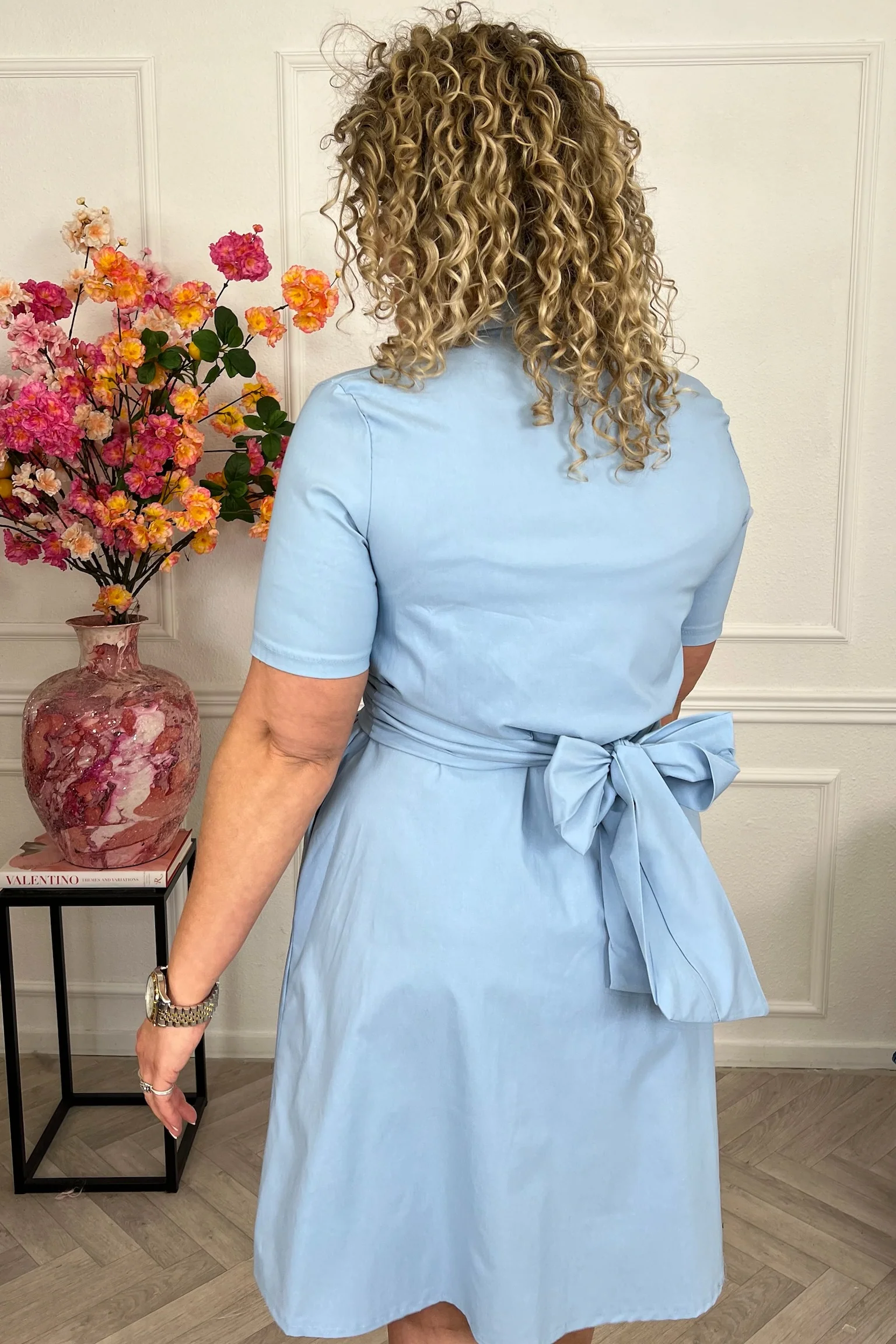 Short Perfect Travel Strik Dress - Light Blue - Image 4