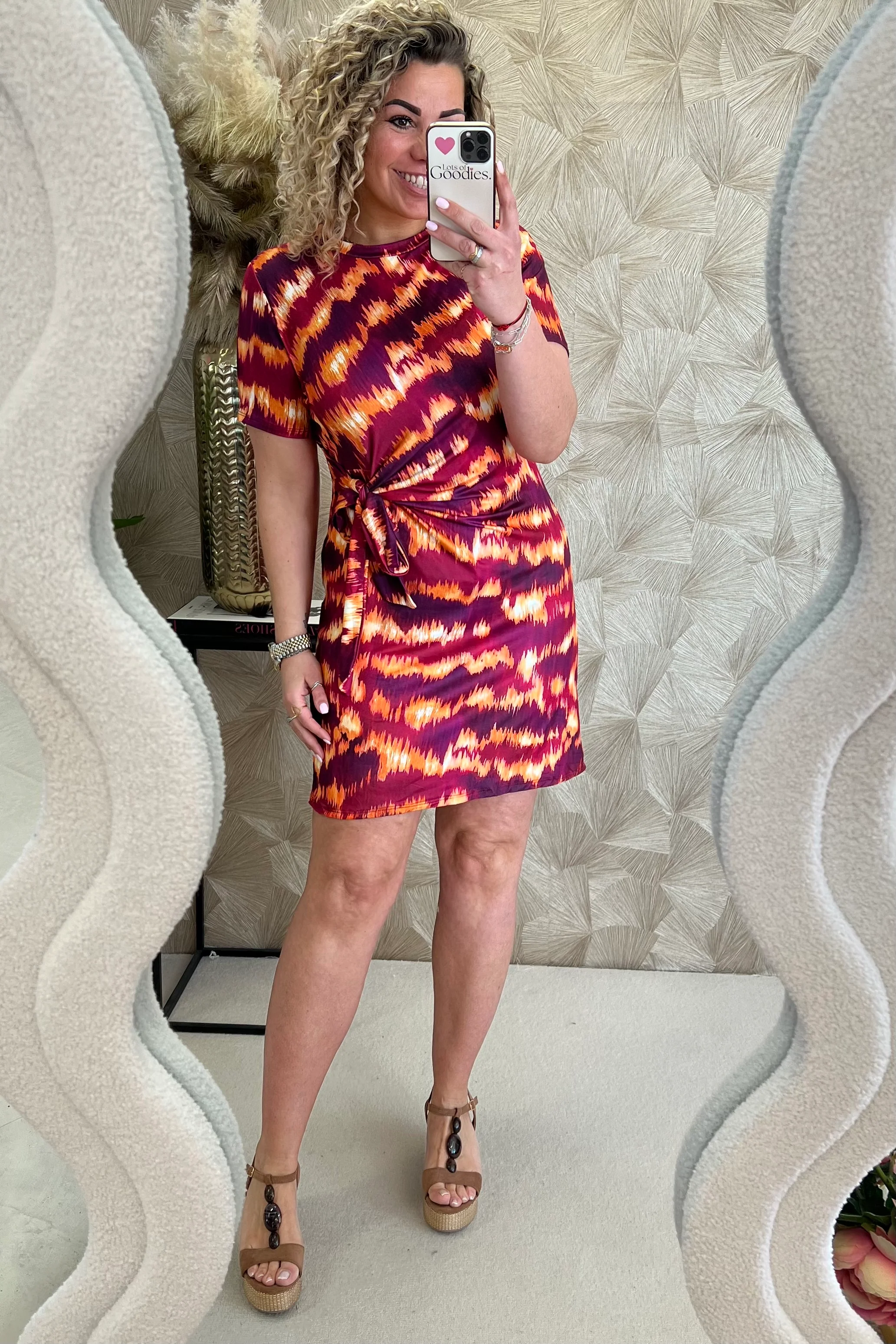 Short Side Strik Fire Dress - Orange/Bordeaux