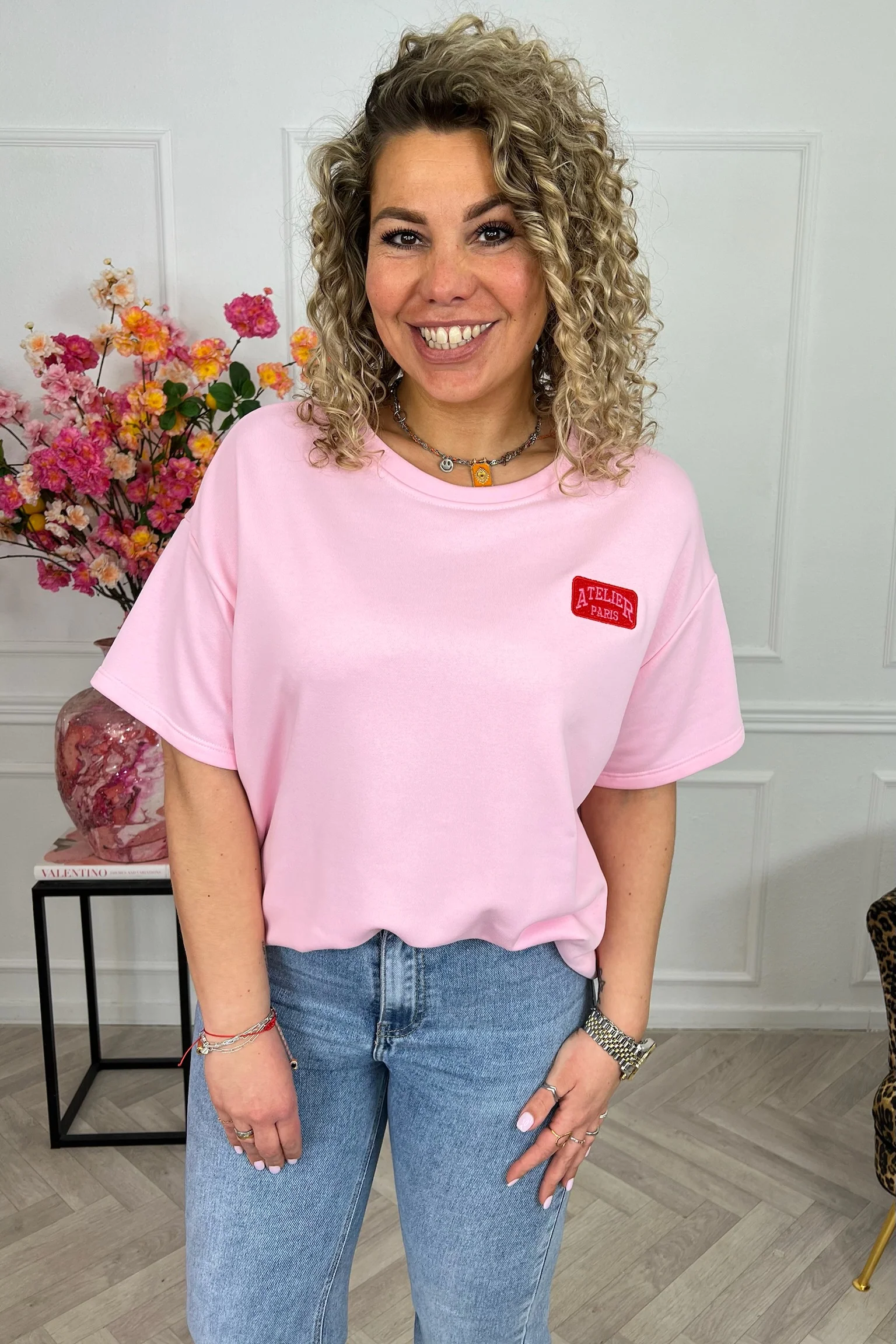Short Sleeve Atelier Sweater - Light pink