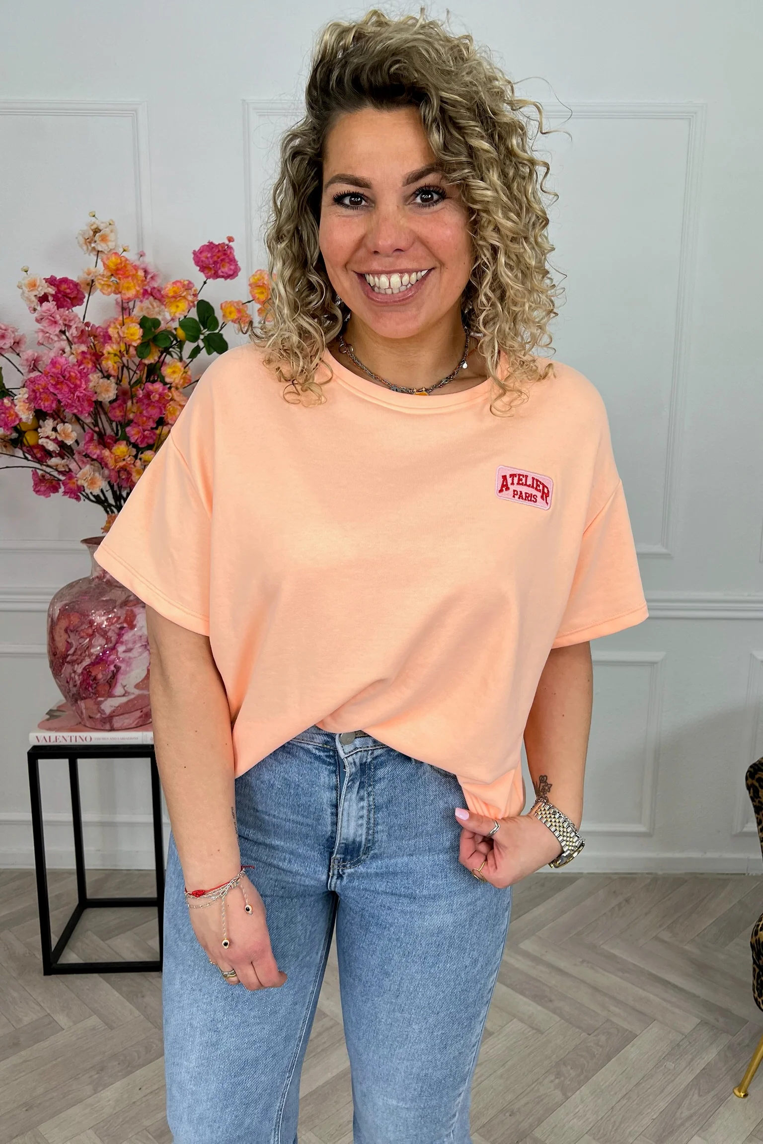 Short Sleeve Atelier Sweater - Peach