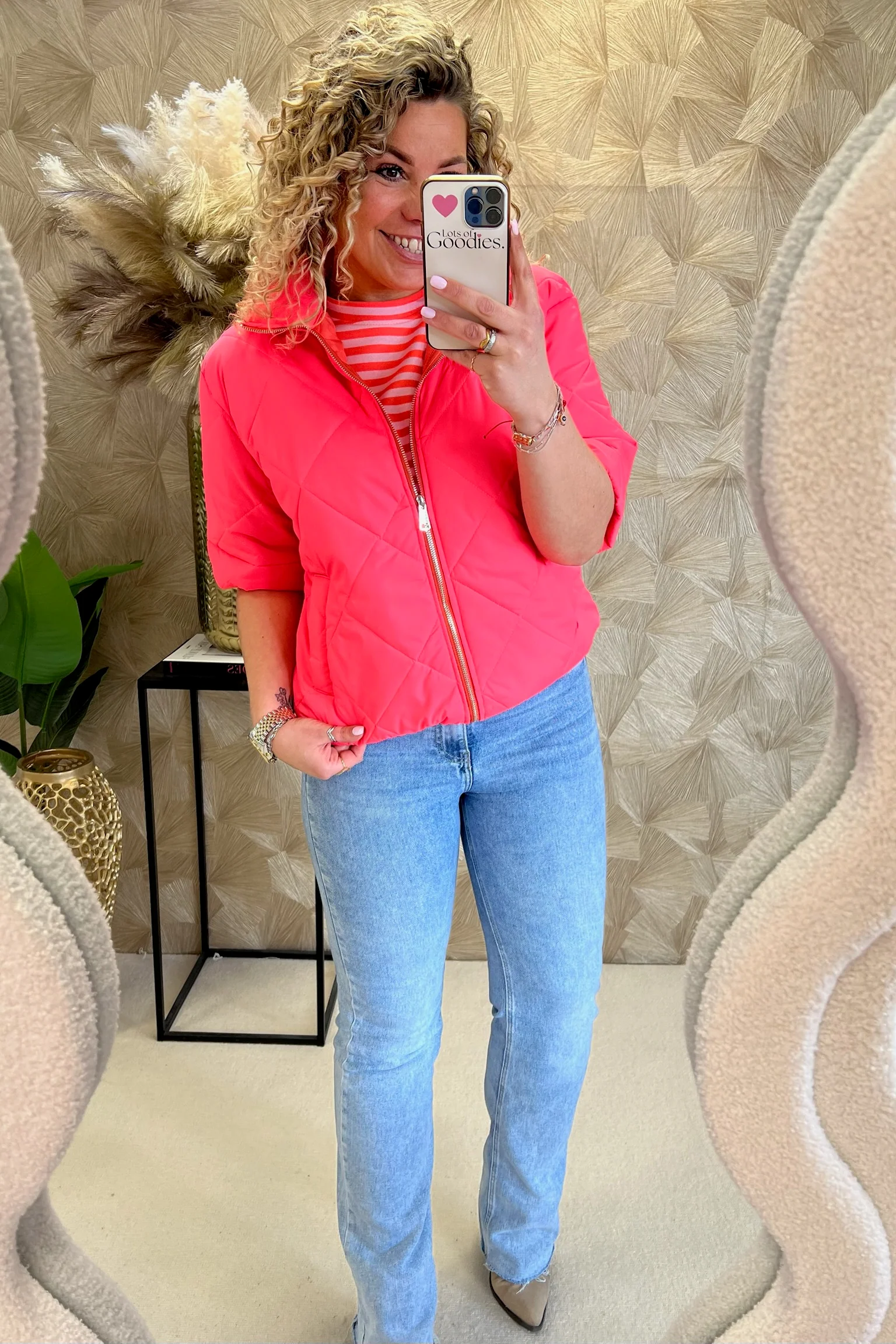 Short Sleeve Loes Bodywarmer - Coral - Image 4
