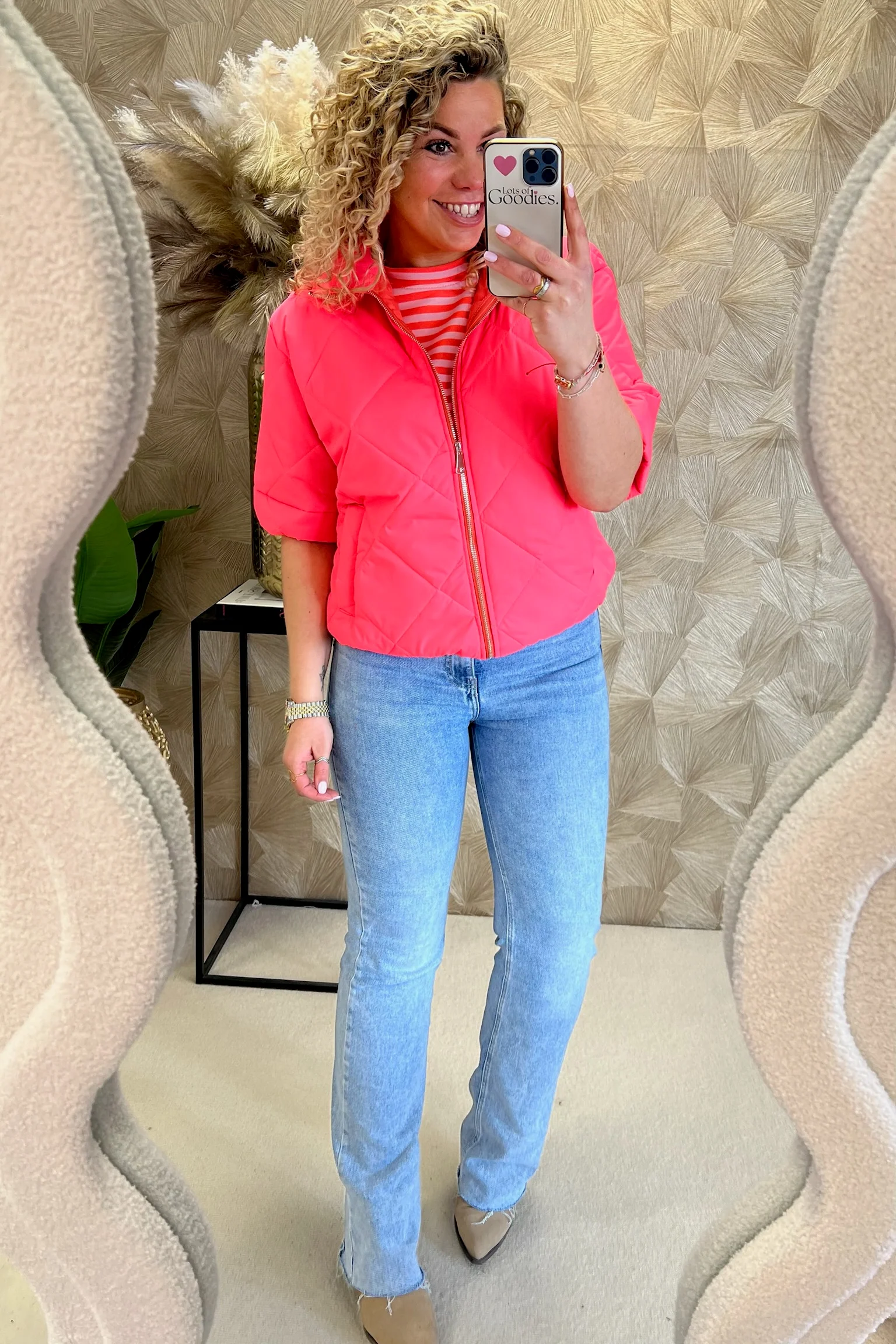 Short Sleeve Loes Bodywarmer - Coral - Image 5