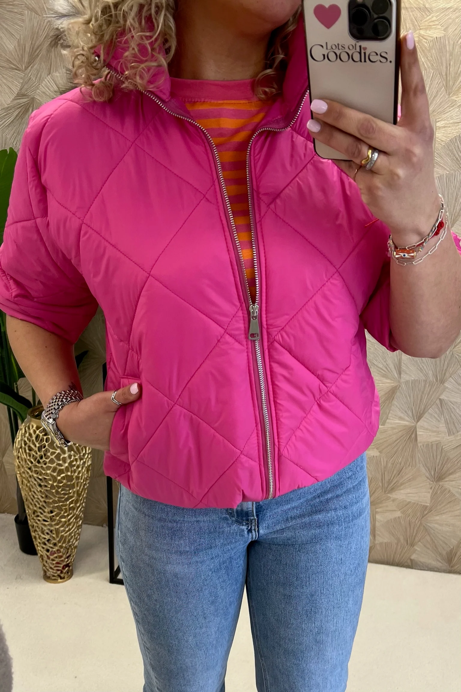 Short Sleeve Loes Bodywarmer - Fuchsia - Image 4