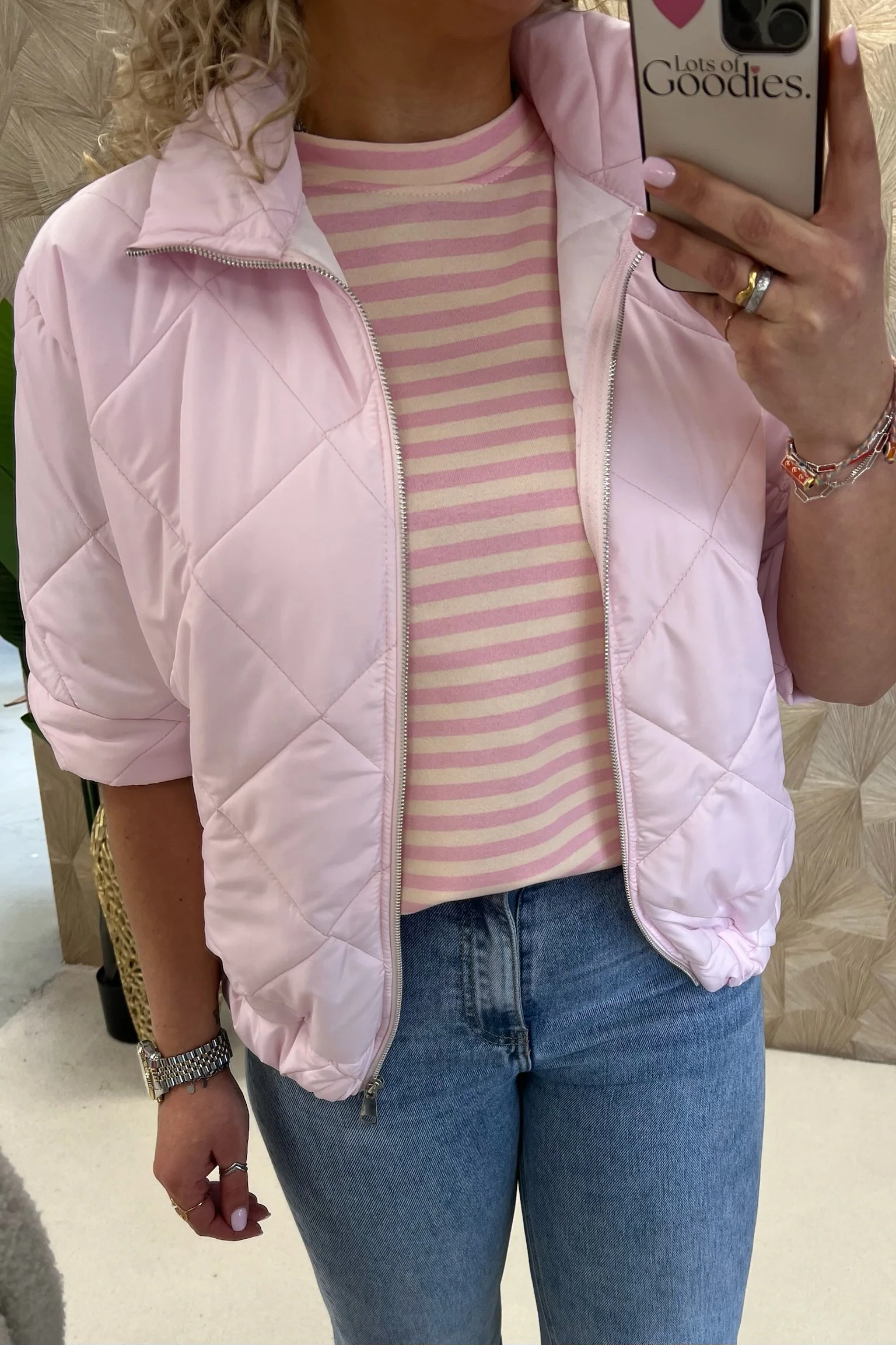Short Sleeve Loes Bodywarmer - Light Pink - Image 3