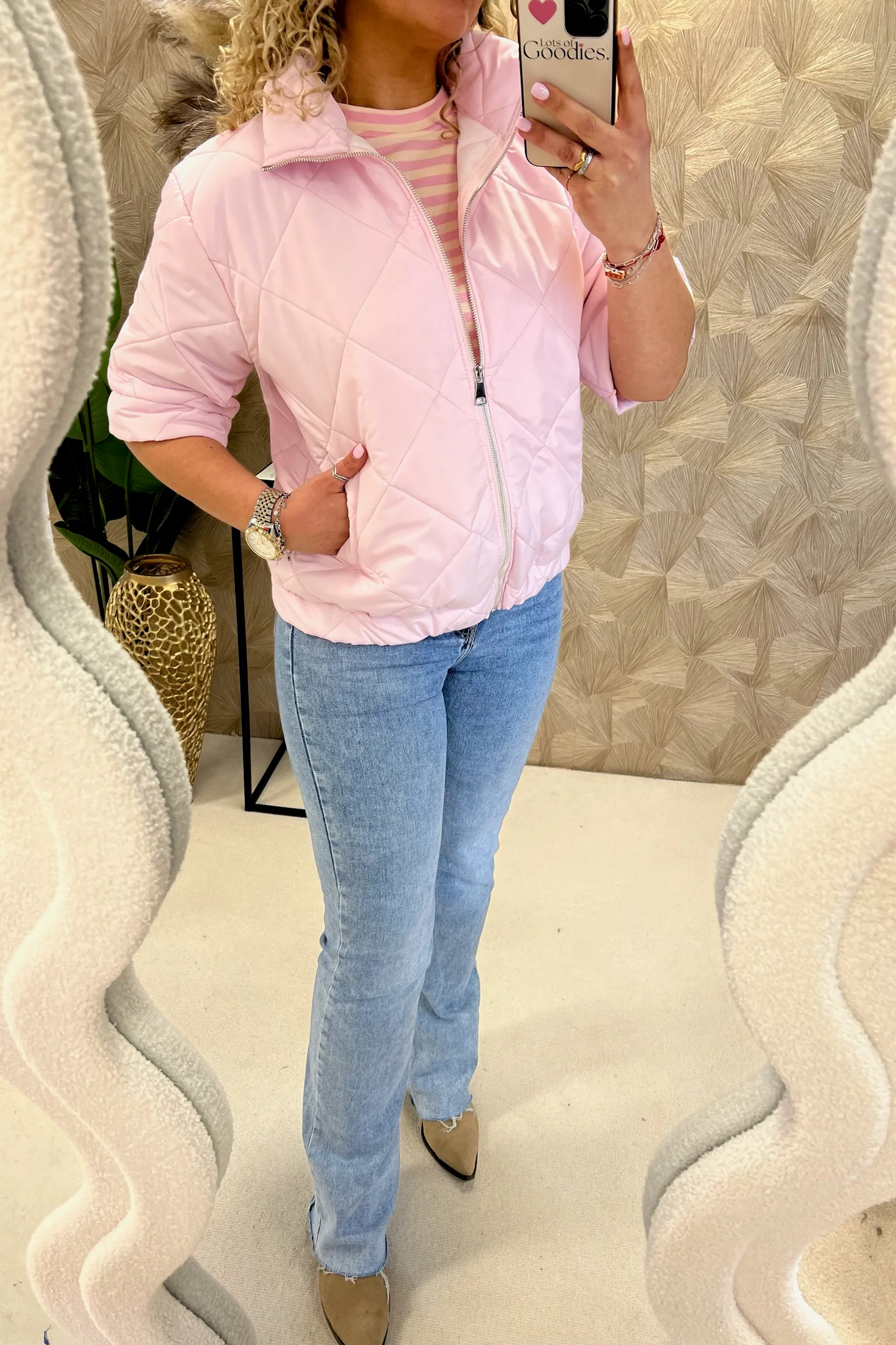 Short Sleeve Loes Bodywarmer - Light Pink - Image 7