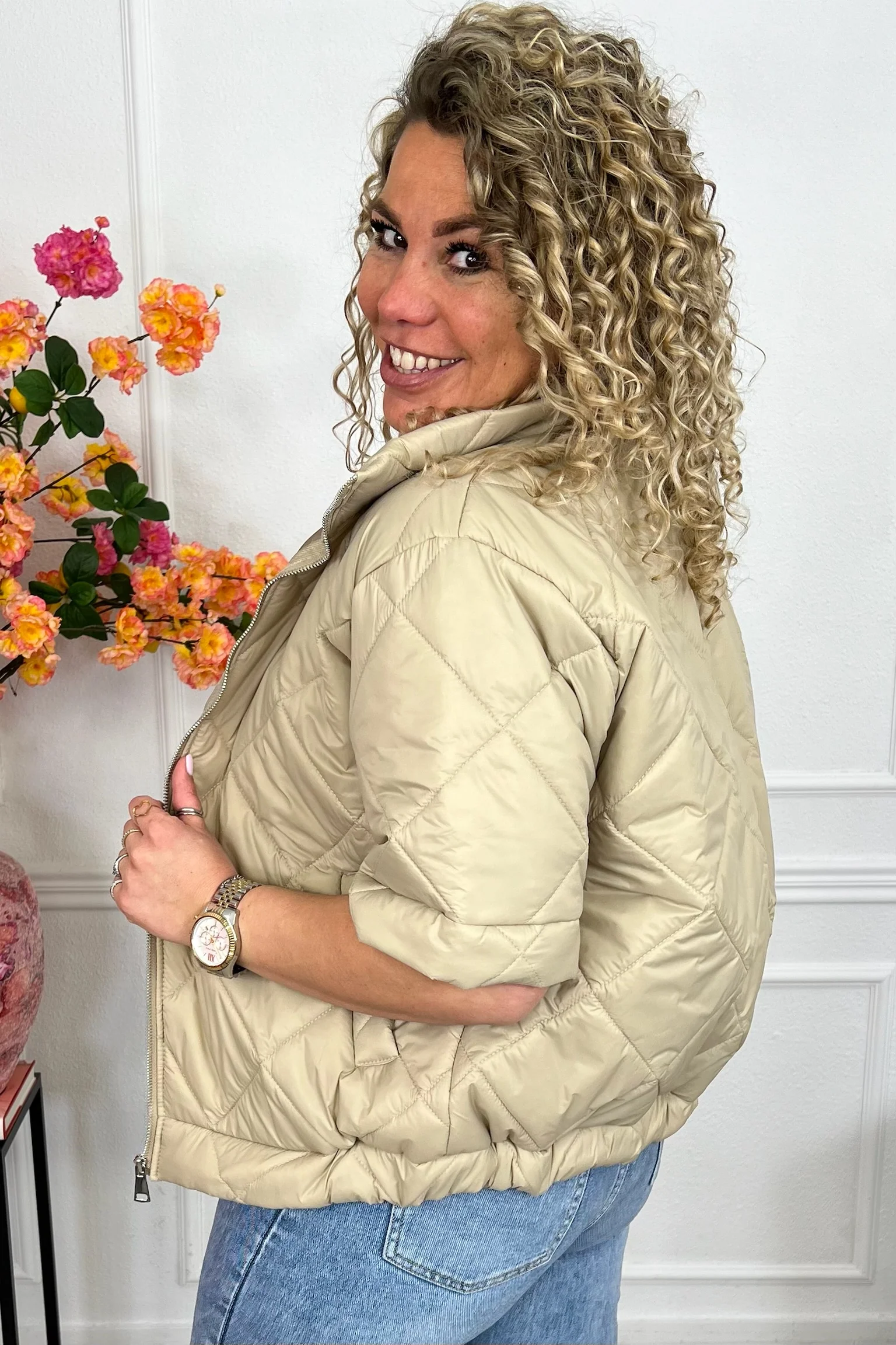 Short Sleeve Loes Bodywarmer - Sand - Image 4