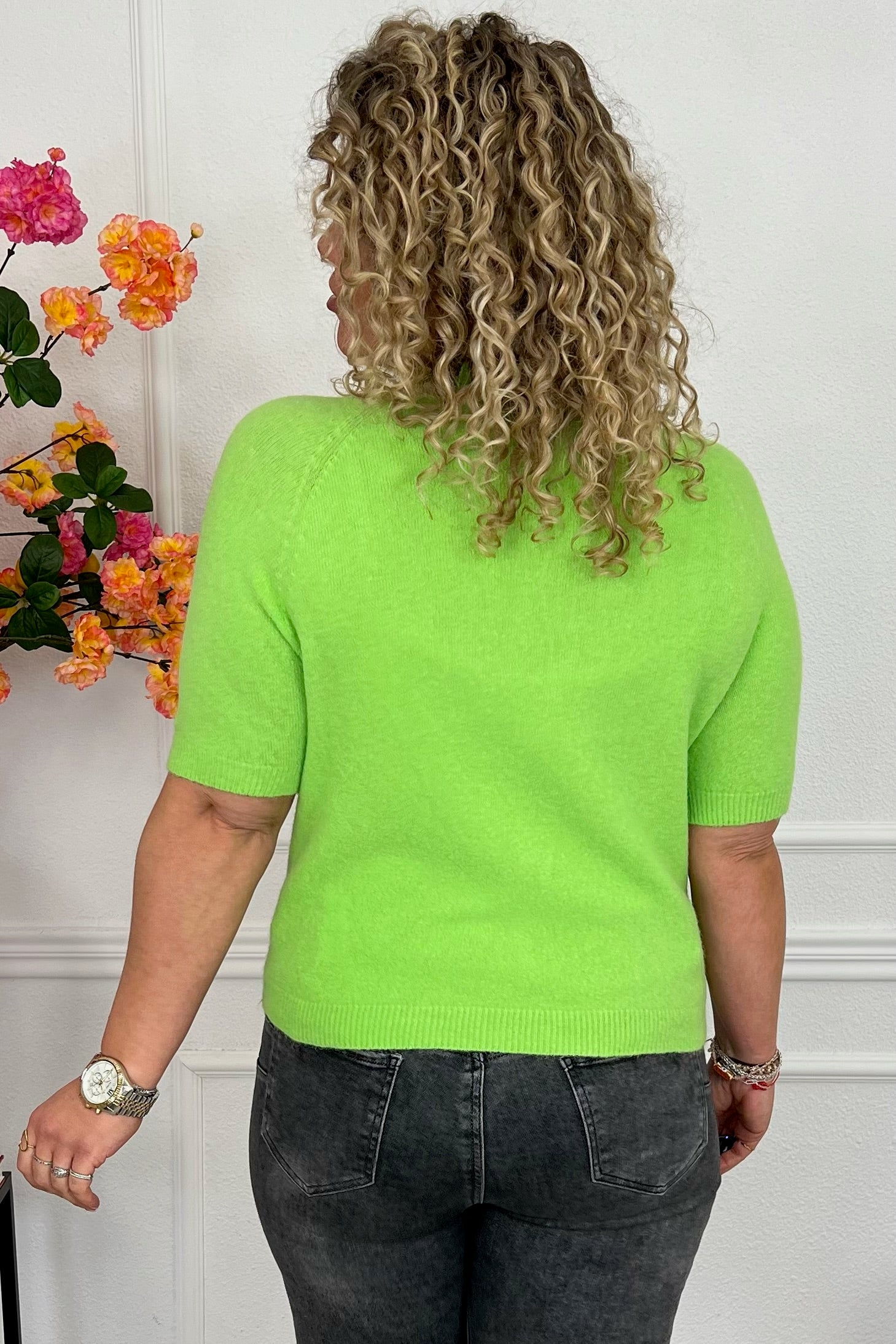 Short Sleeve Spring Sweater - Apple Green - Image 3