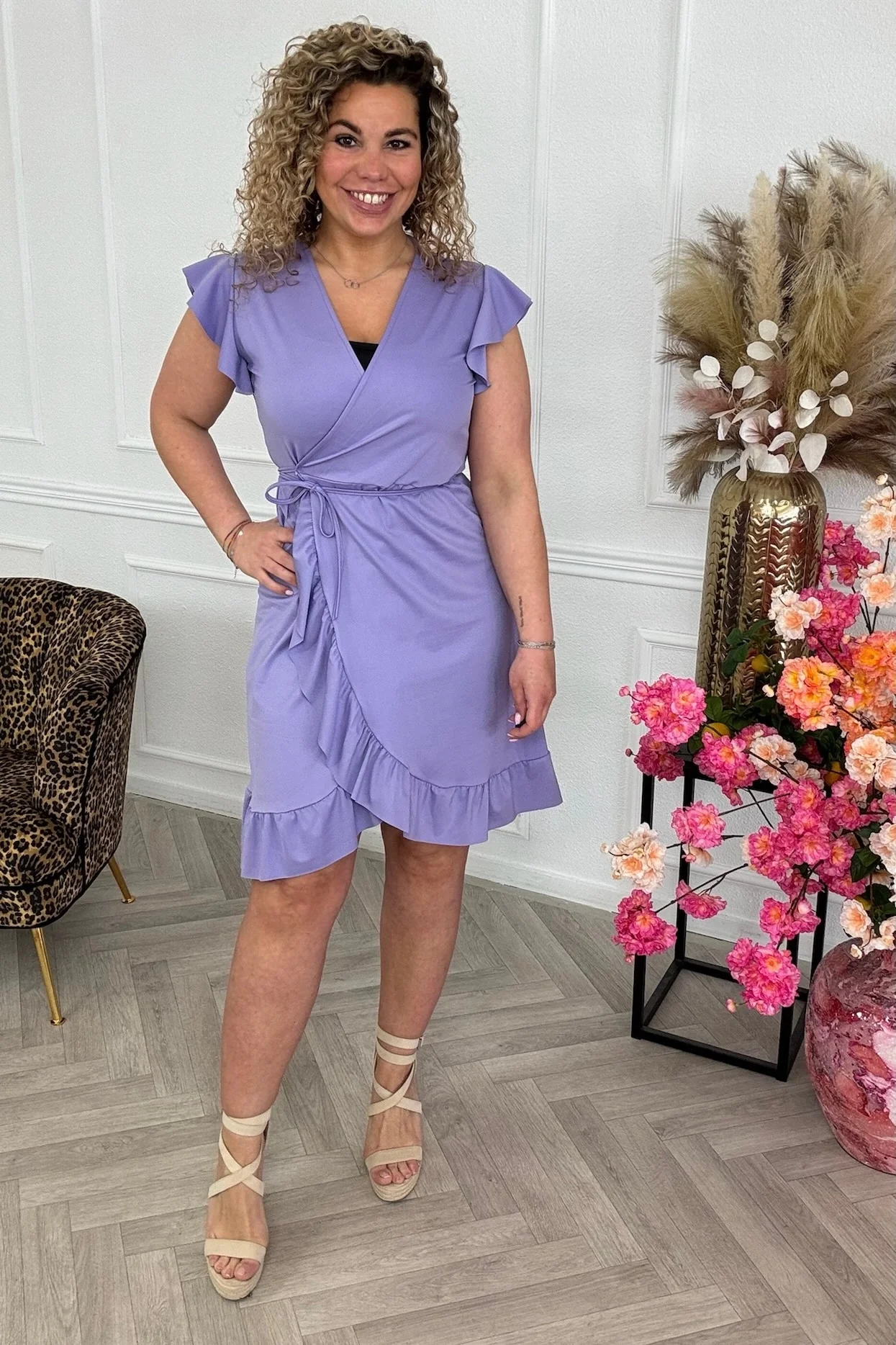 Short Travel Wrap Dress - Lila