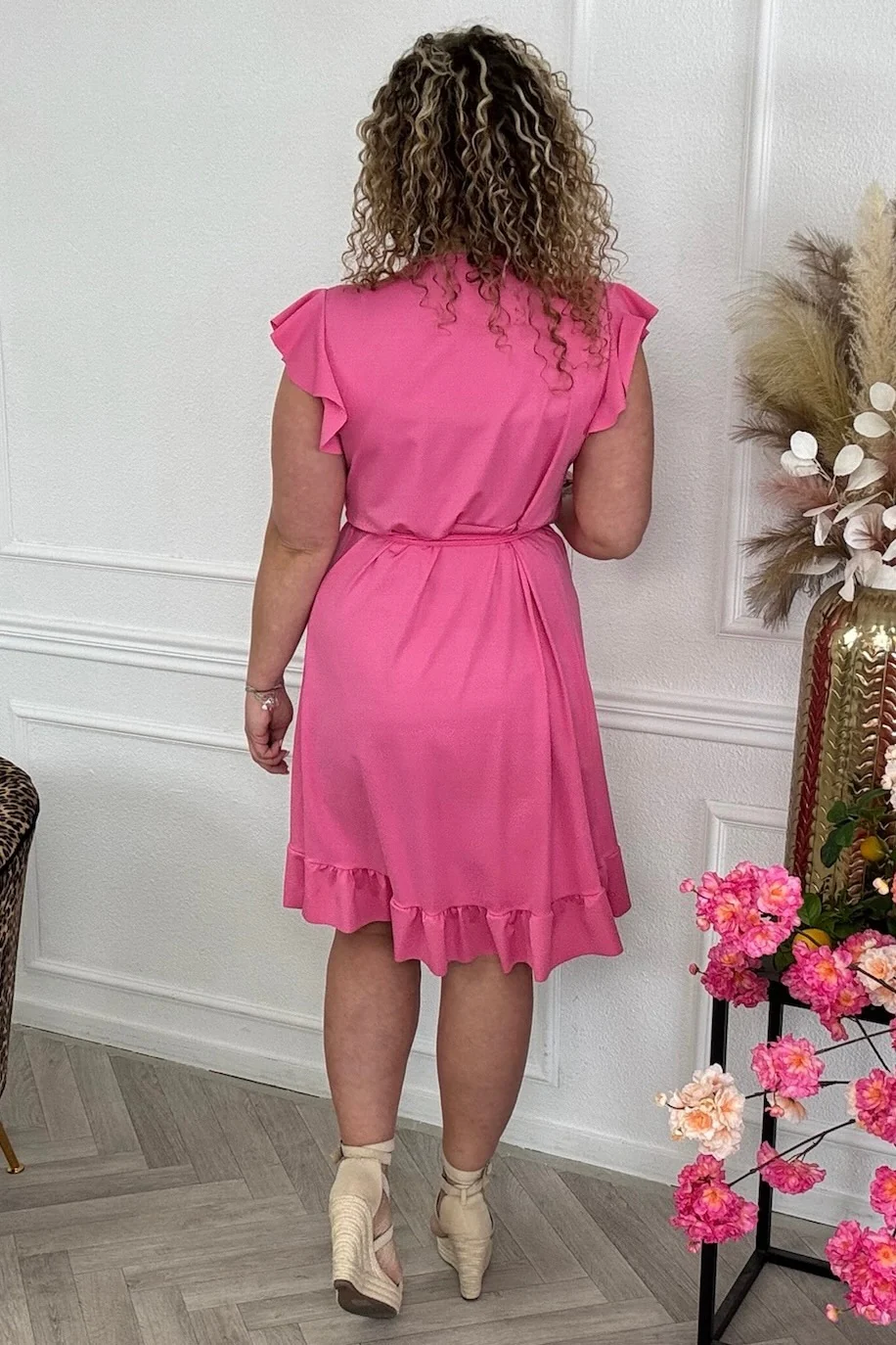 Short Travel Wrap Dress - Pink - Image 2