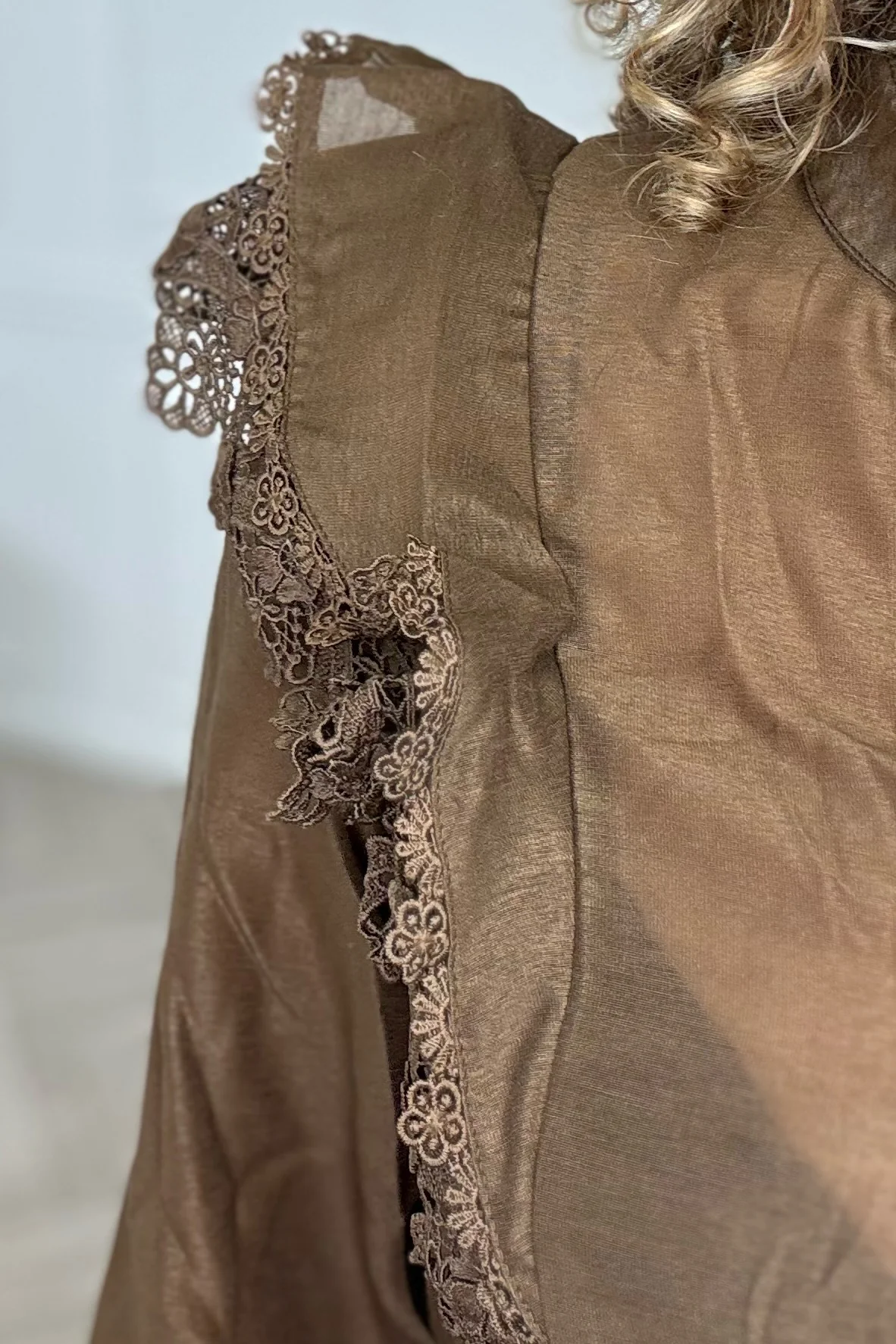 Shoulder Ruffle Blouse - Brown - Image 5