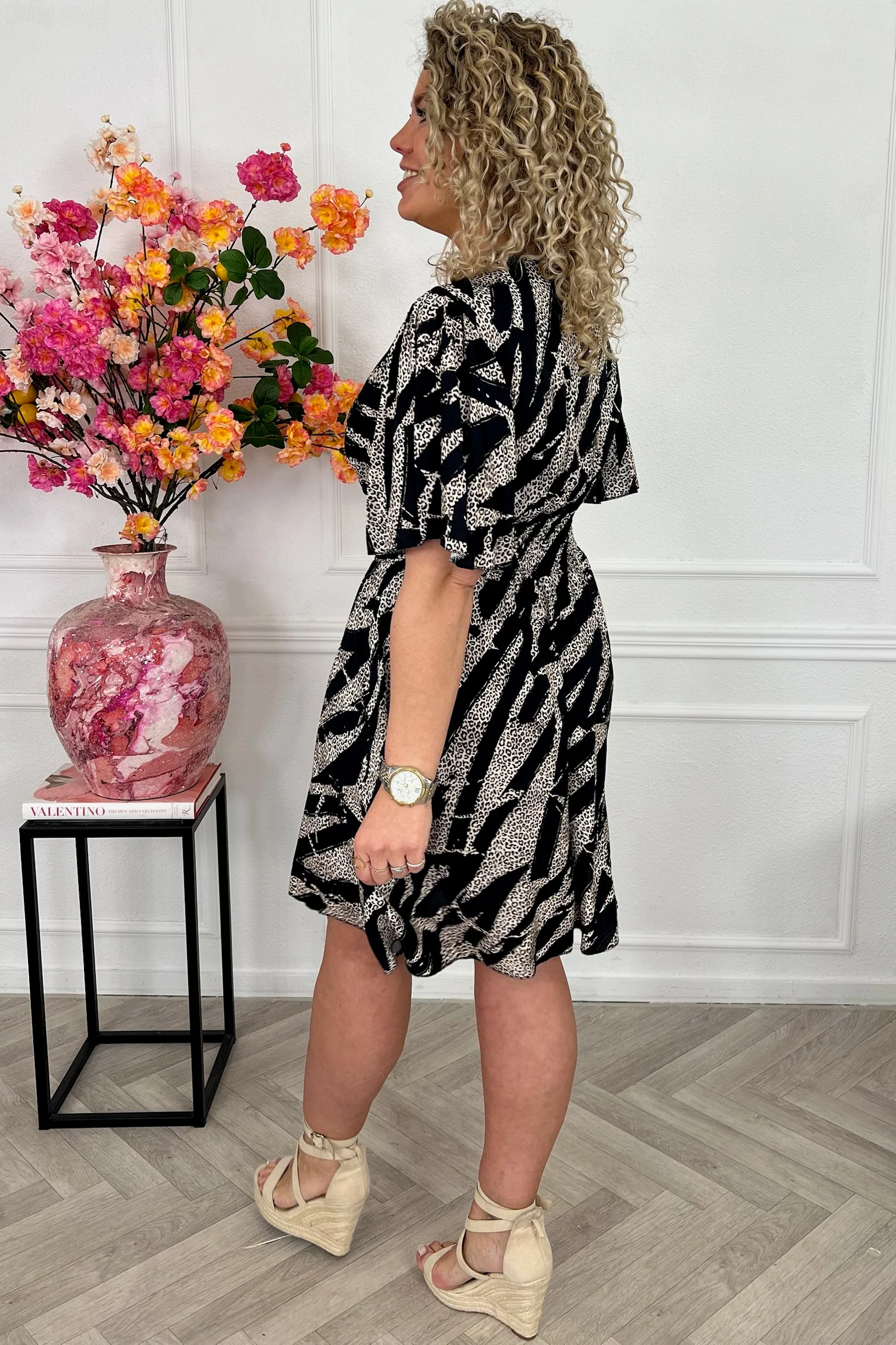 Sicilia Summer Print Dress - Black/Leopard - Image 3