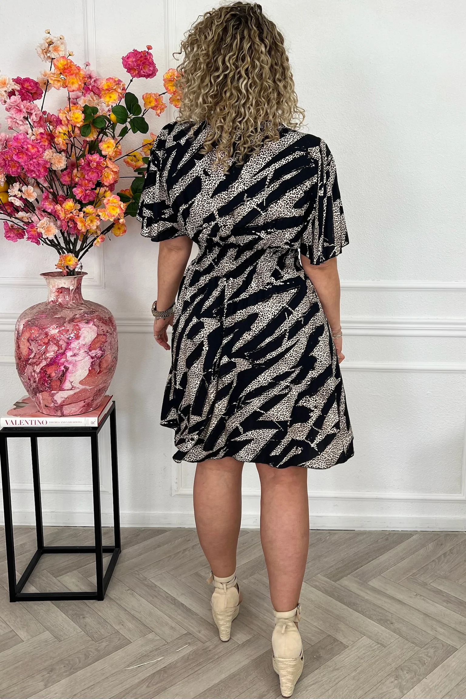Sicilia Summer Print Dress - Black/Leopard - Image 4