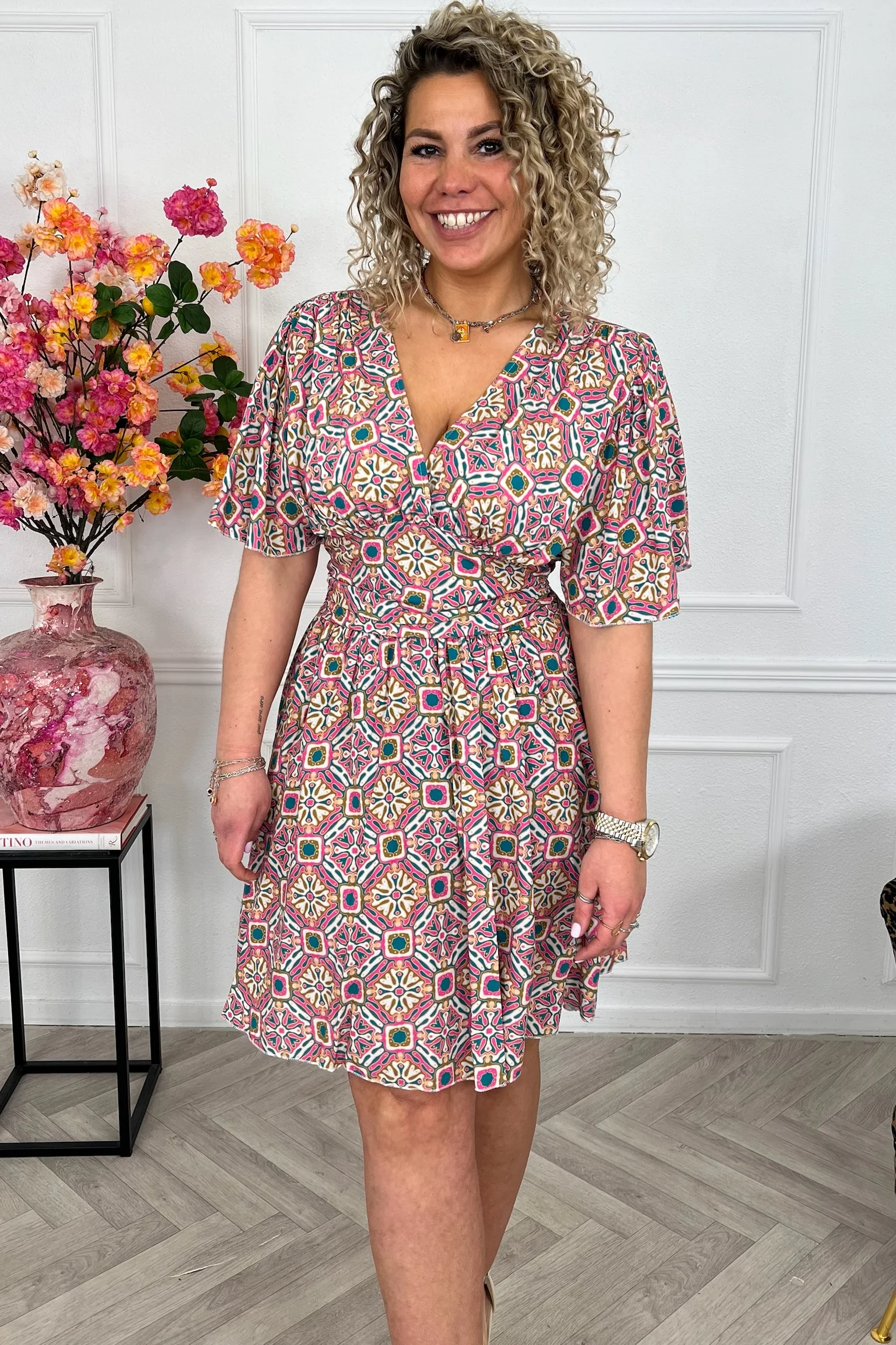Sicilia Summer Print Dress - Bohemian Pink/Petrol