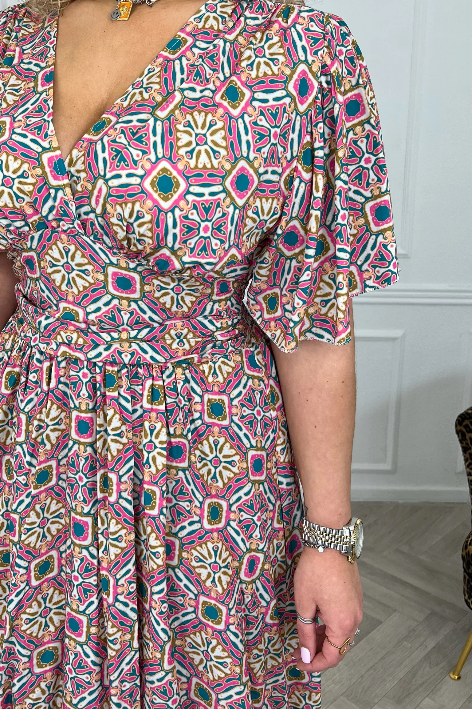 Sicilia Summer Print Dress - Bohemian Pink/Petrol - Image 6