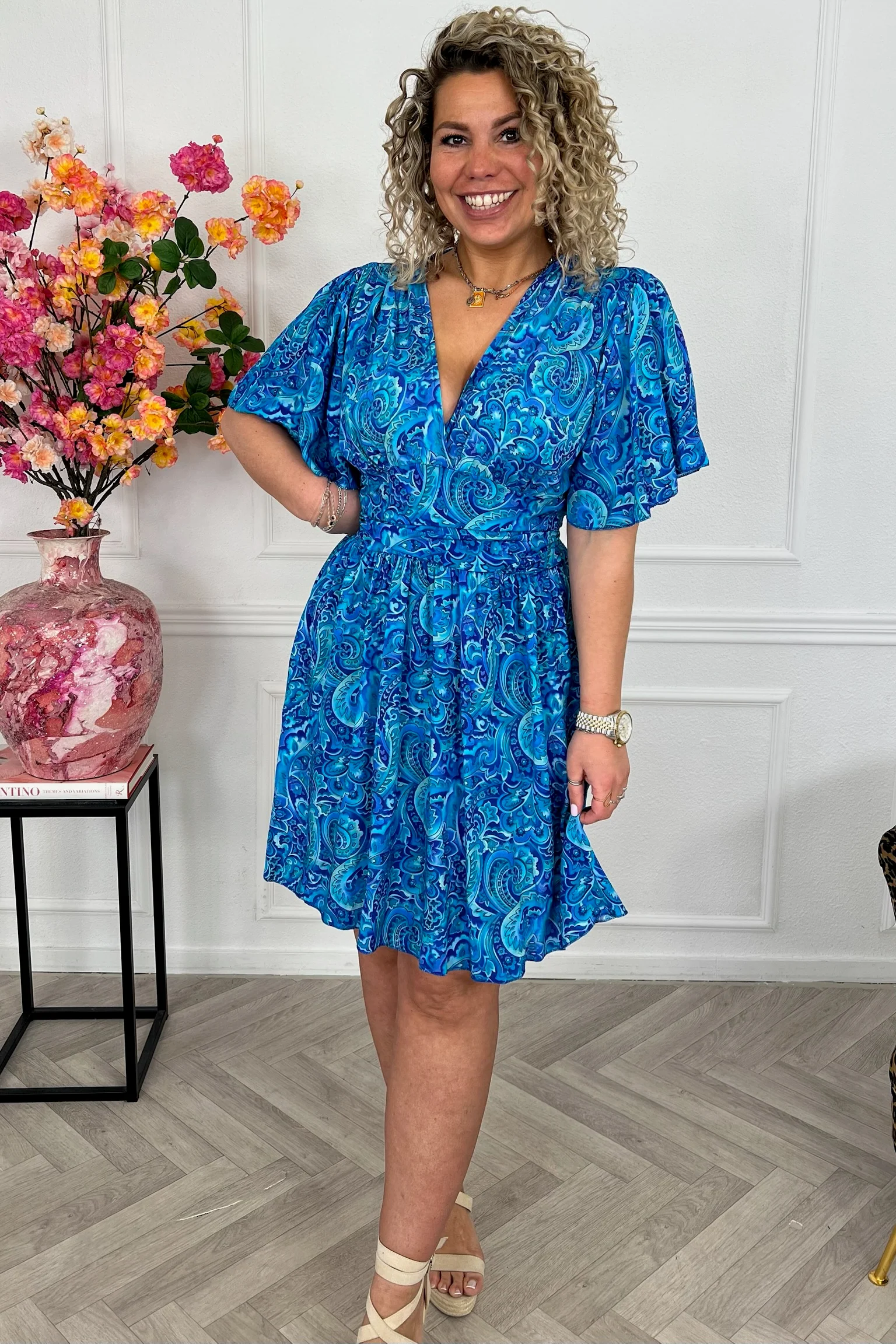 Sicilia Summer Print Dress - Paisley Blue - Image 2