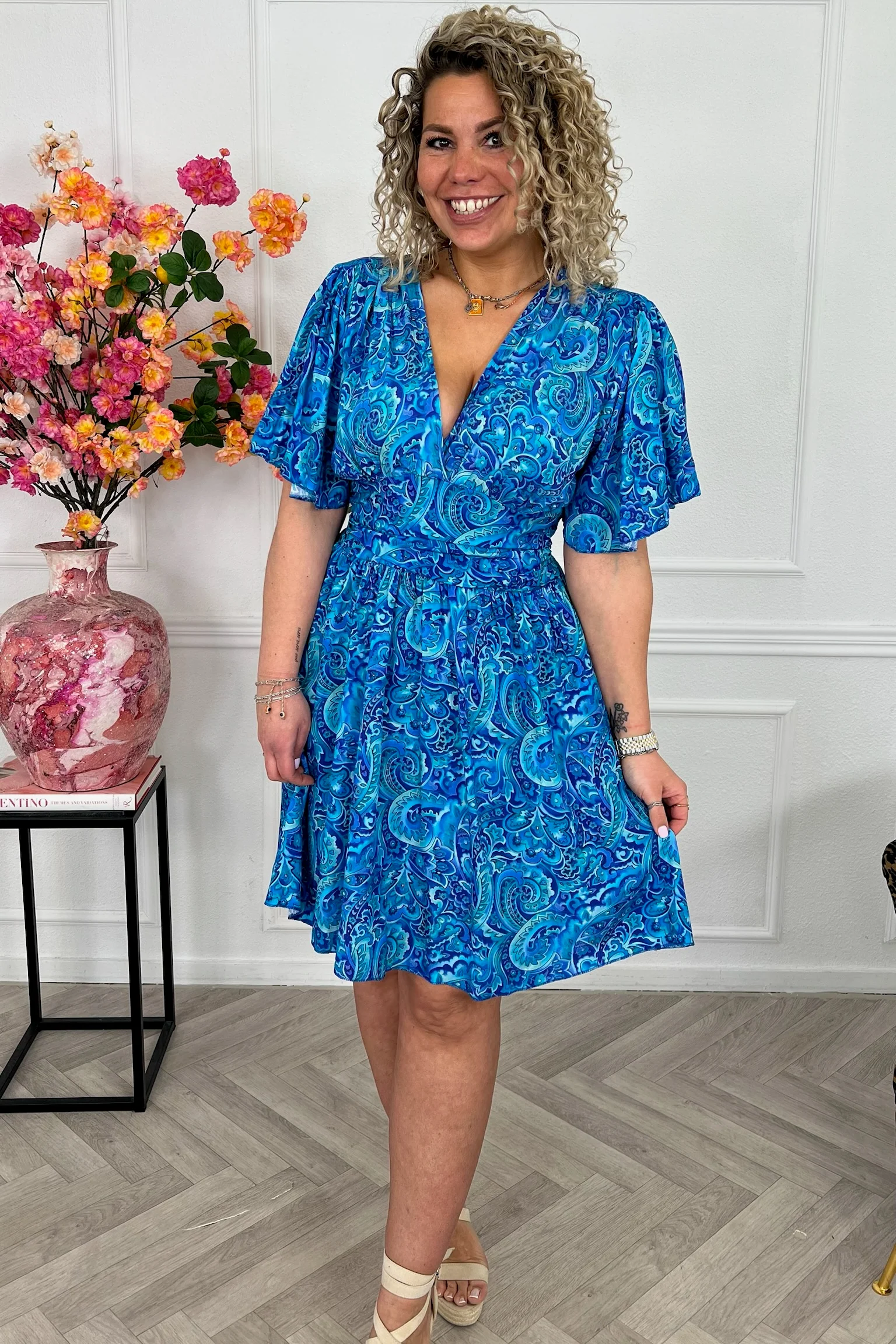 Sicilia Summer Print Dress - Paisley Blue - Image 3