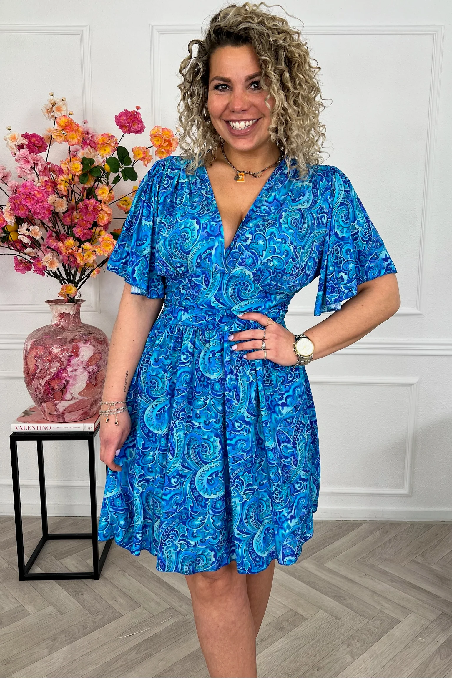Sicilia Summer Print Dress - Paisley Blue - Image 4