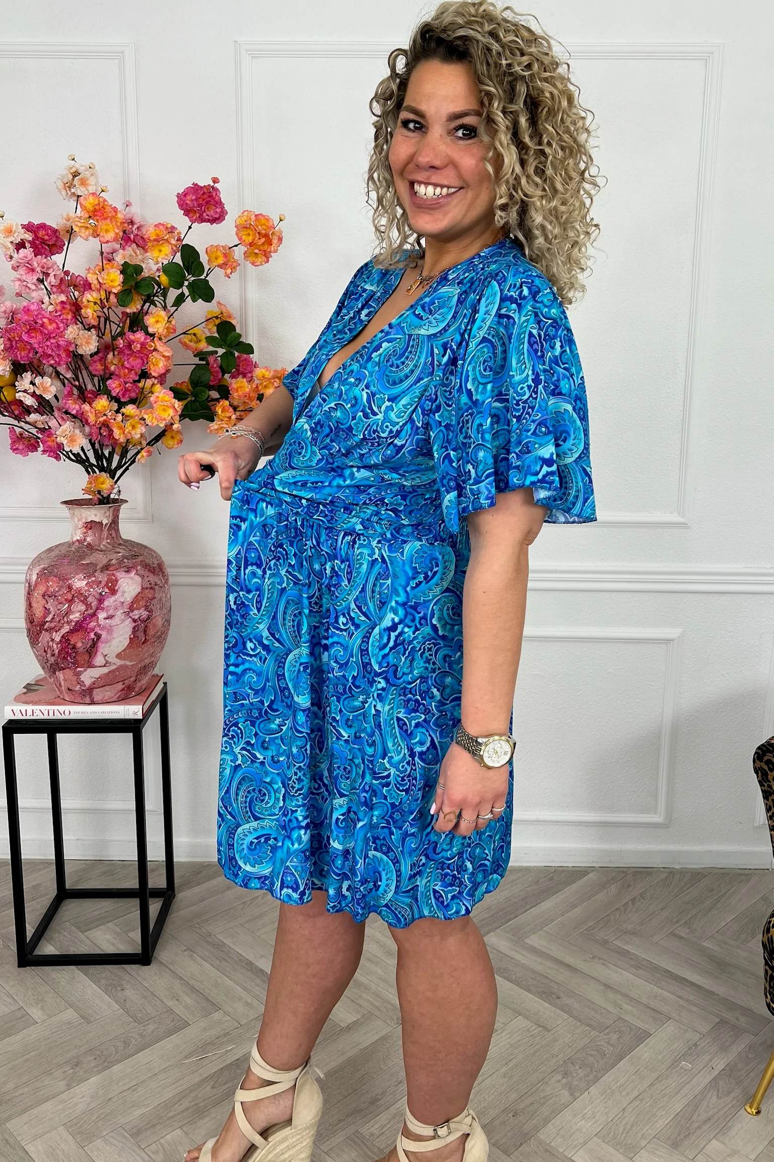 Sicilia Summer Print Dress - Paisley Blue - Image 6