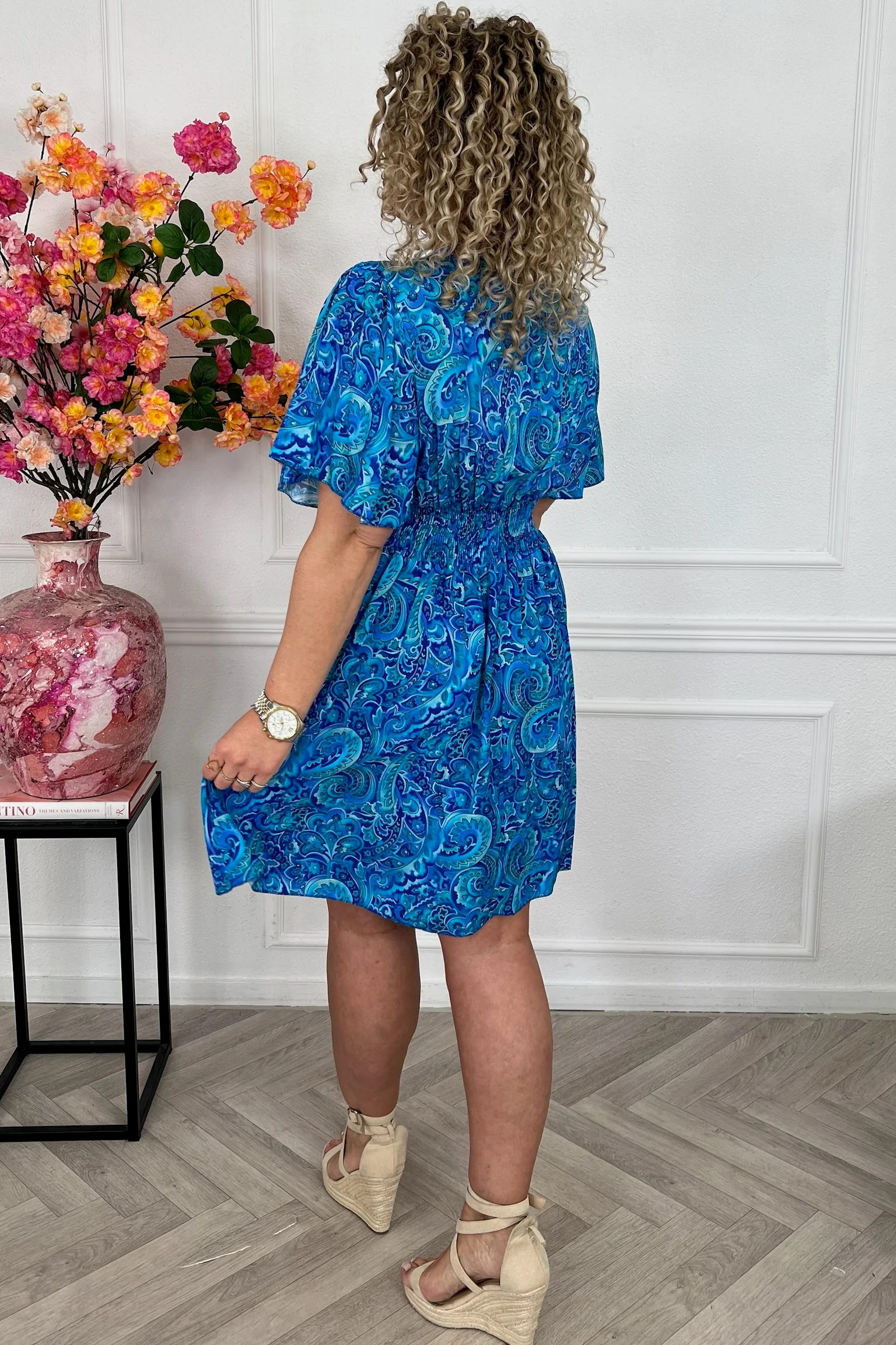 Sicilia Summer Print Dress - Paisley Blue - Image 7