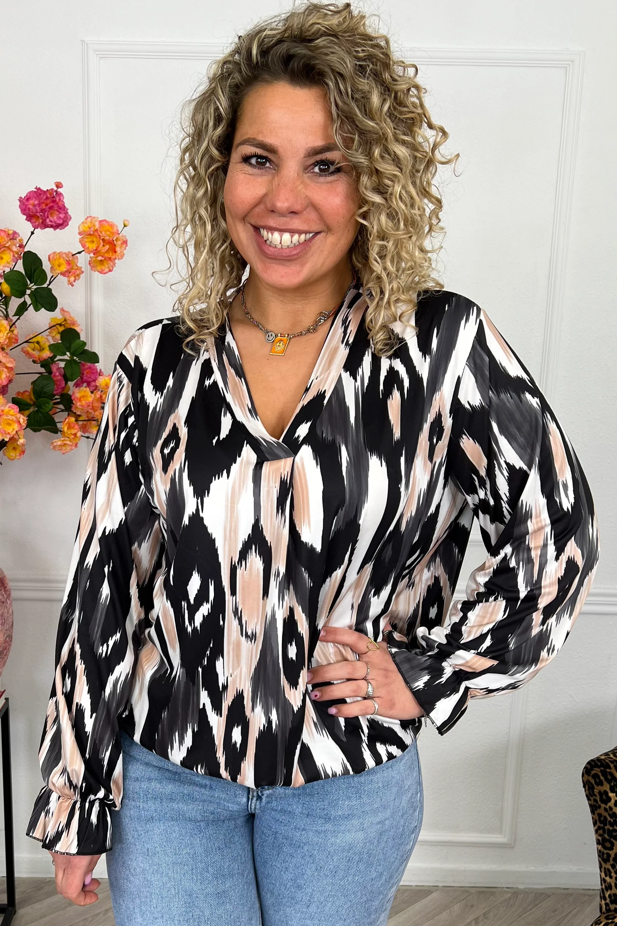 Sienna Print Travel Top - Black