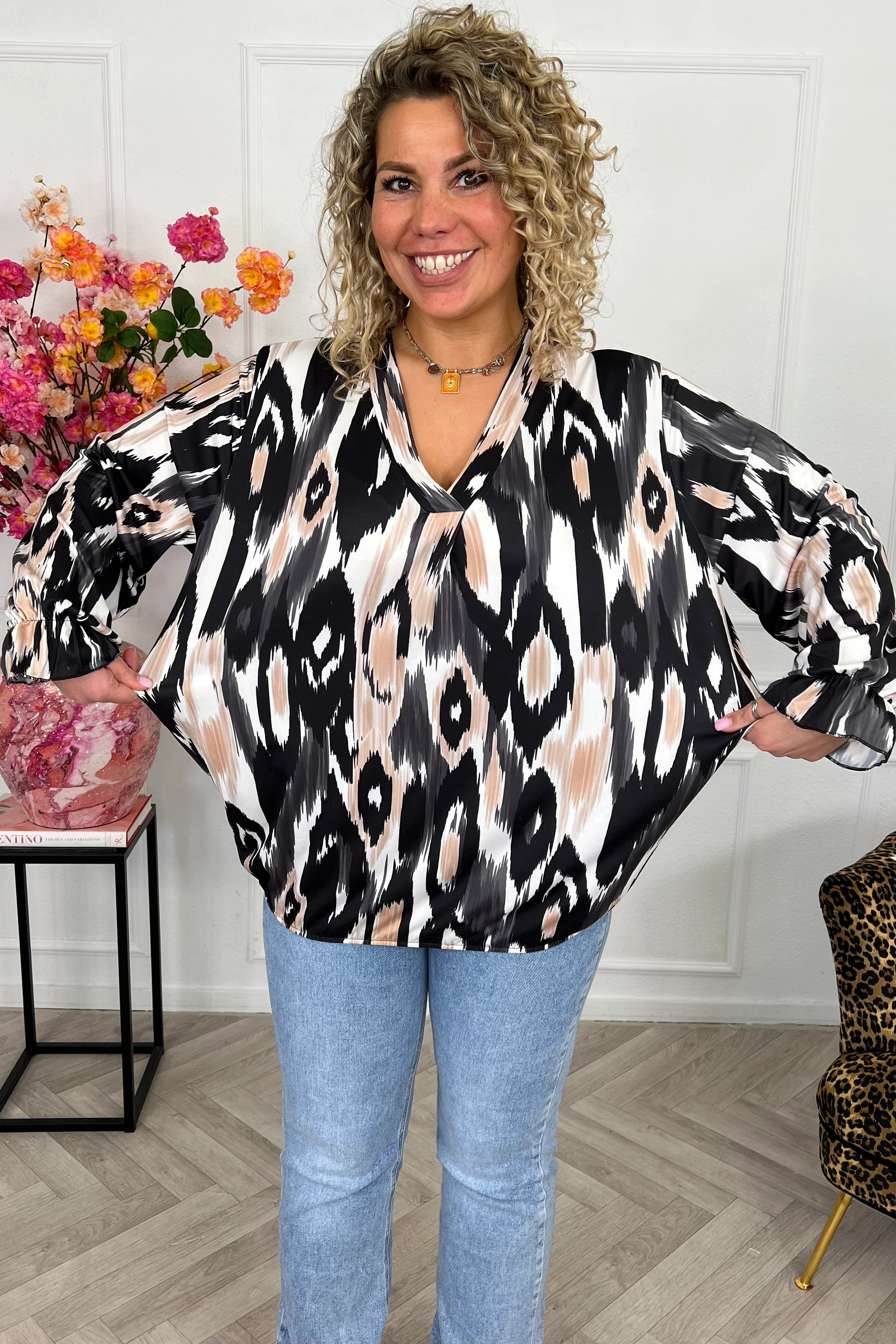 Sienna Print Travel Top - Black - Image 3