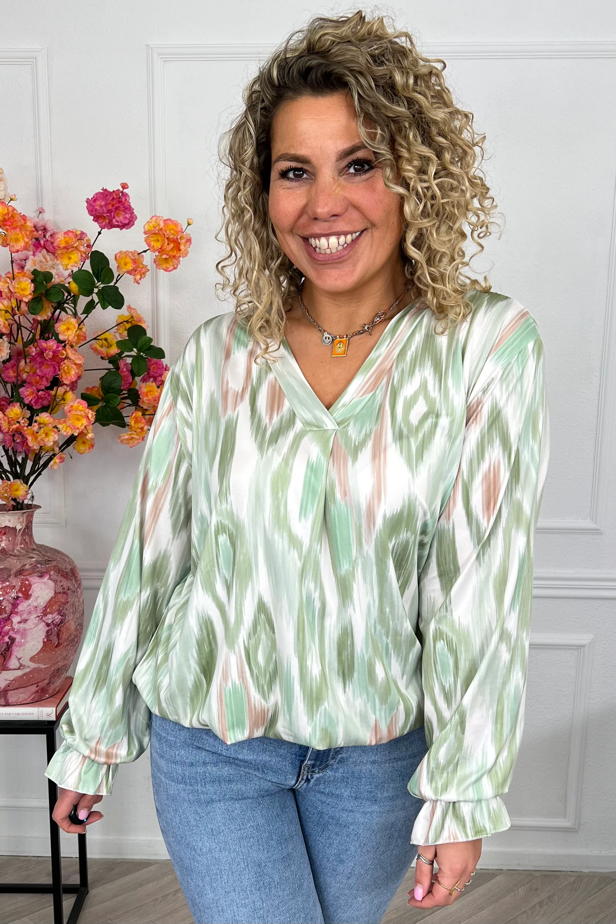 Sienna Print Travel Top - Green - Image 3