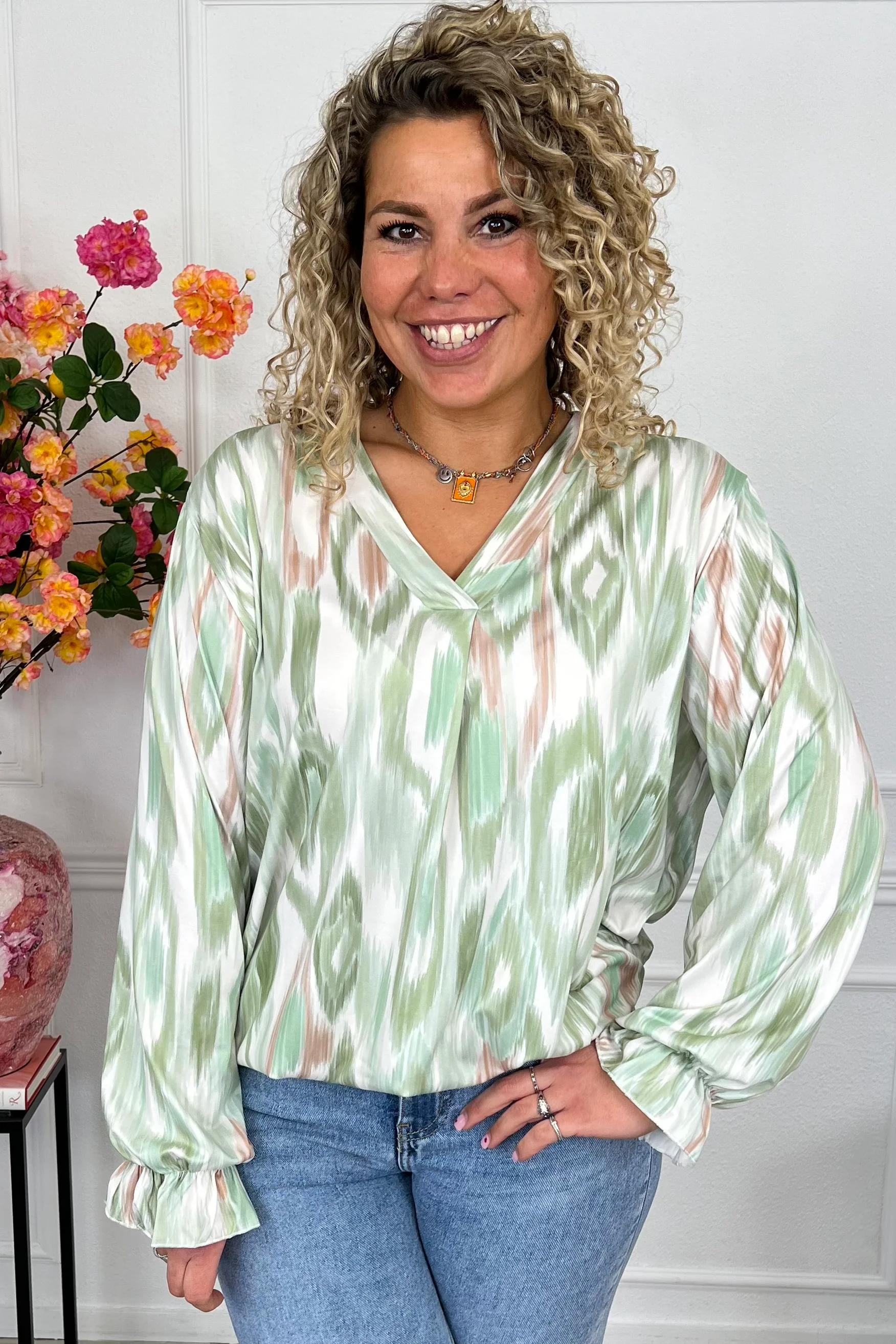 Sienna Print Travel Top - Green - Image 4