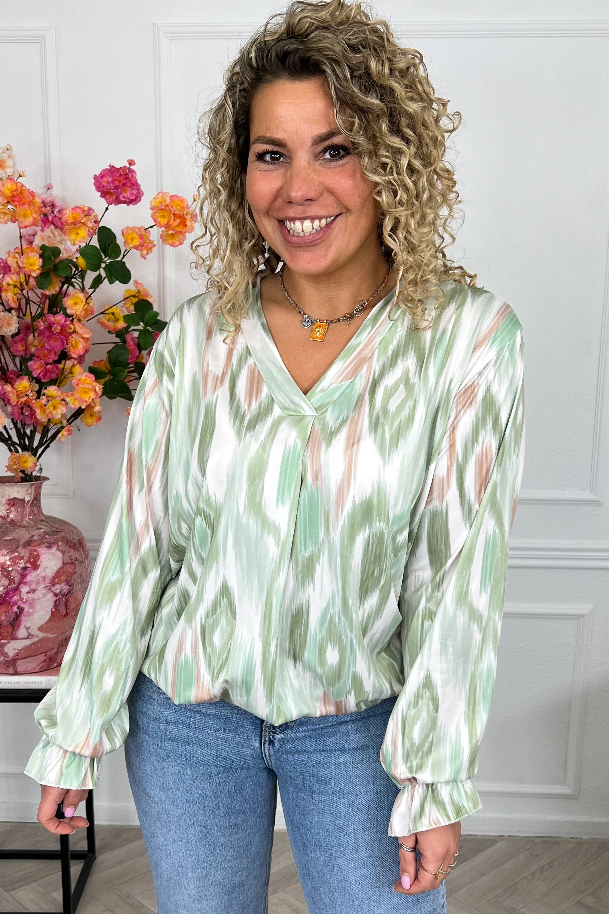 Sienna Print Travel Top - Green - Image 5