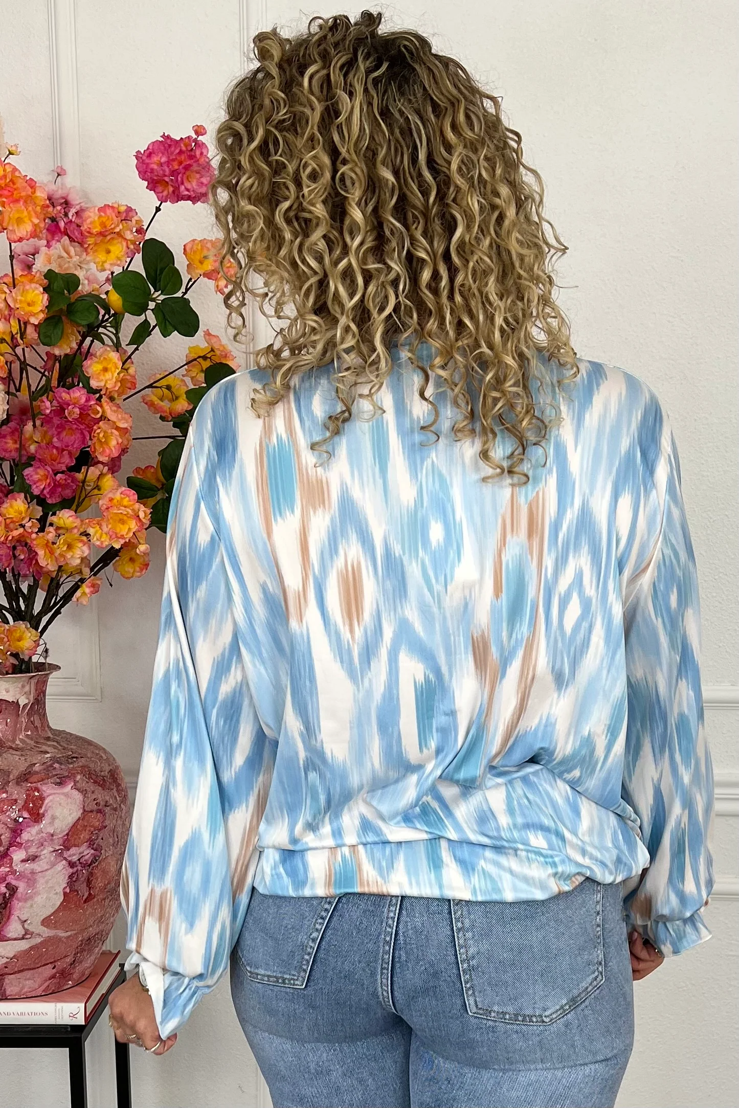 Sienna Print Travel Top - Light Blue - Image 2