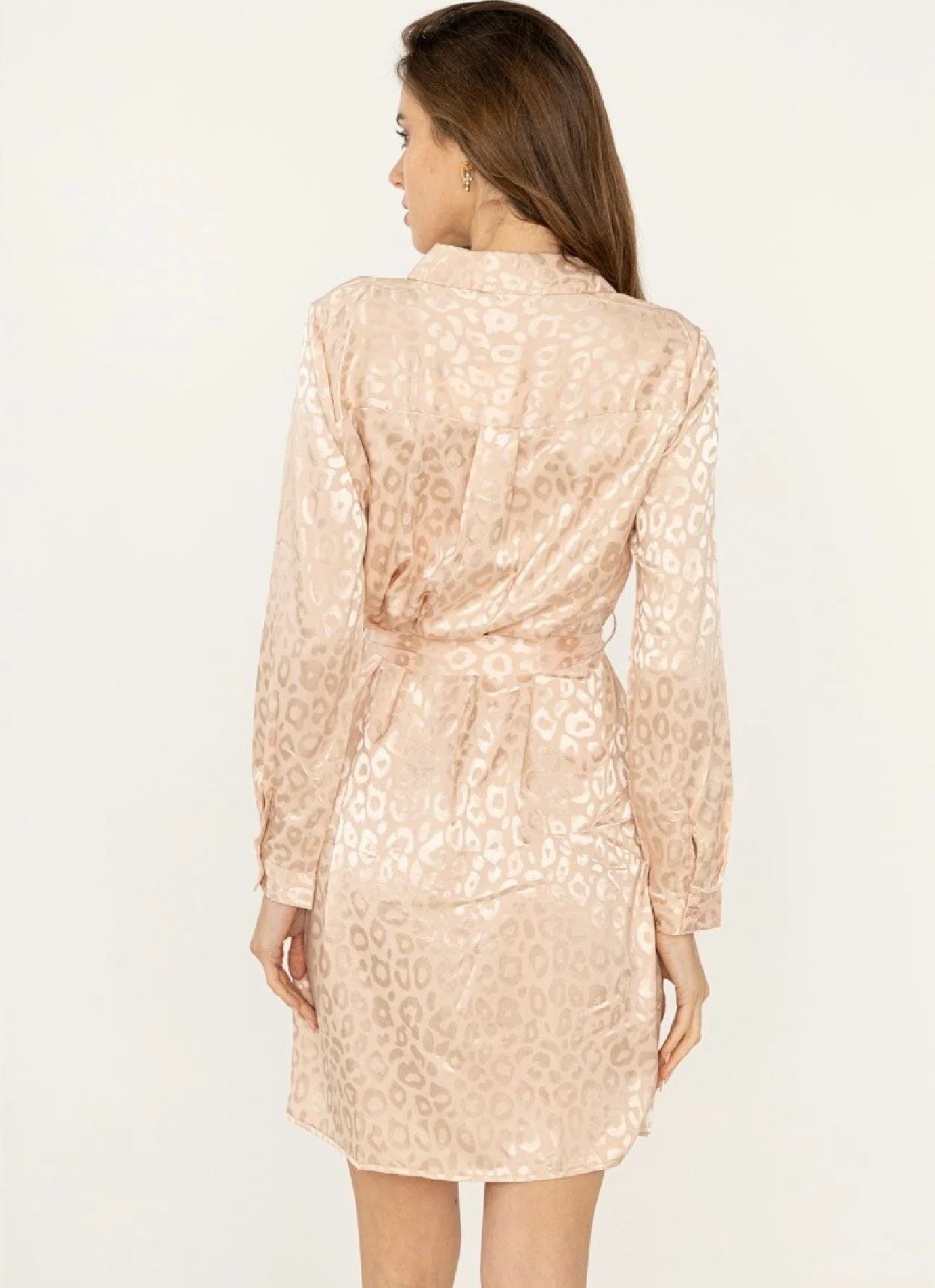 Silk Leopard Blouse Dress - Rose - Image 3