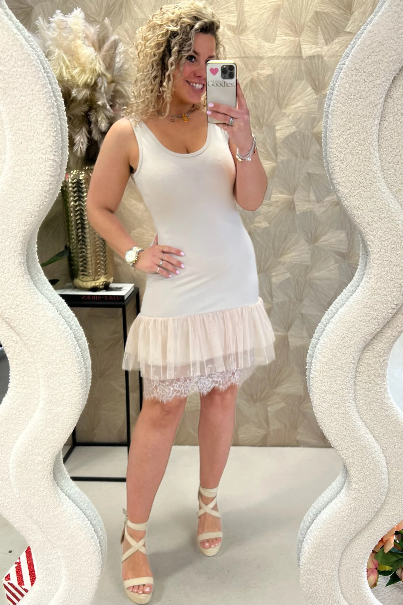 Silk Slip Dress - Beige