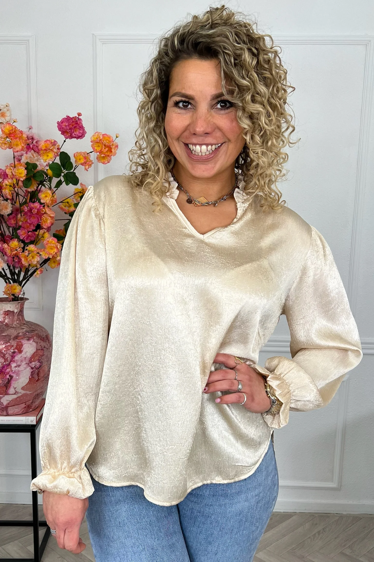 Silky Havana Blouse - Gold - Image 3