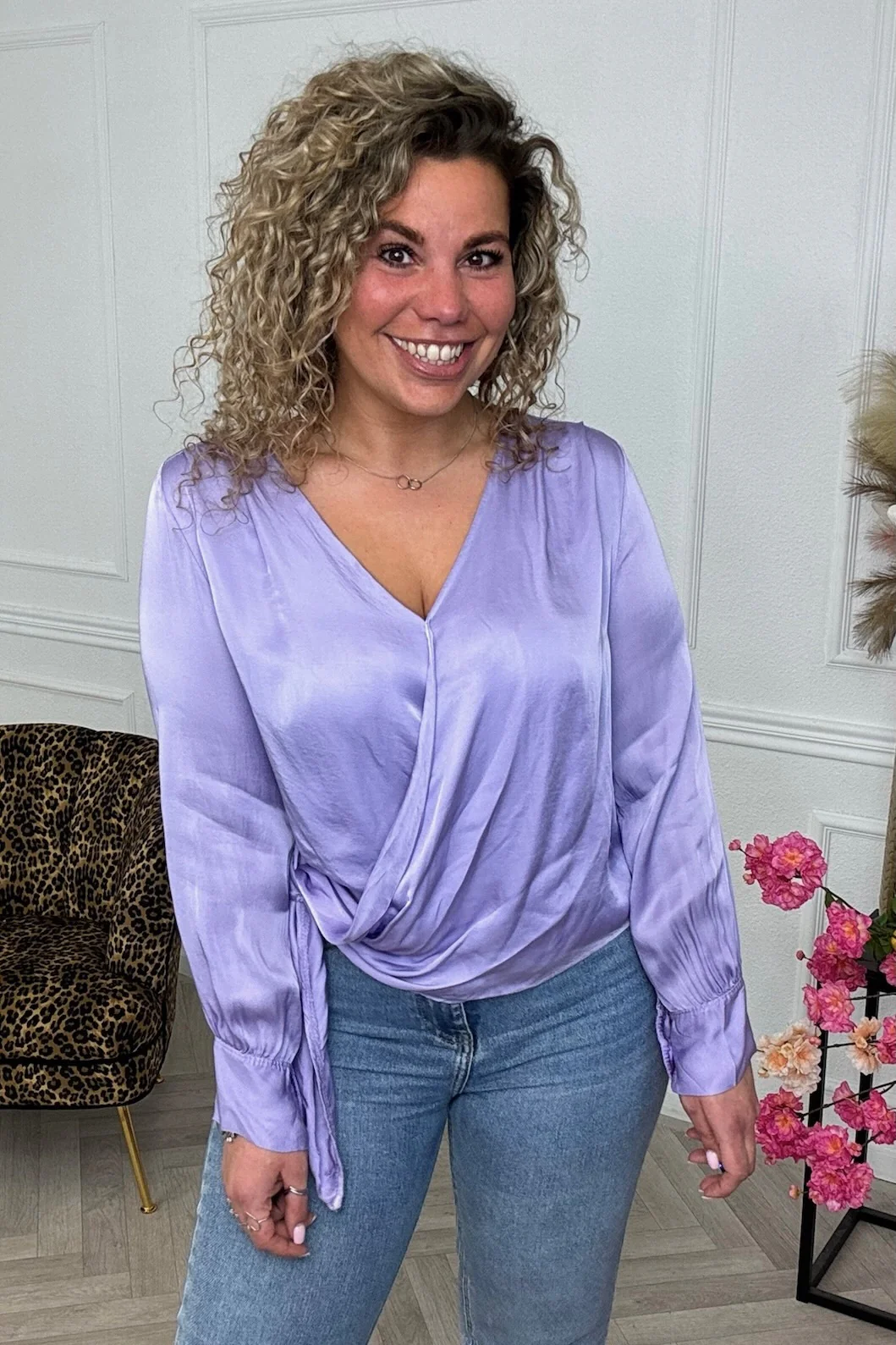 Silky Wrap Blouse - Lila - Image 3