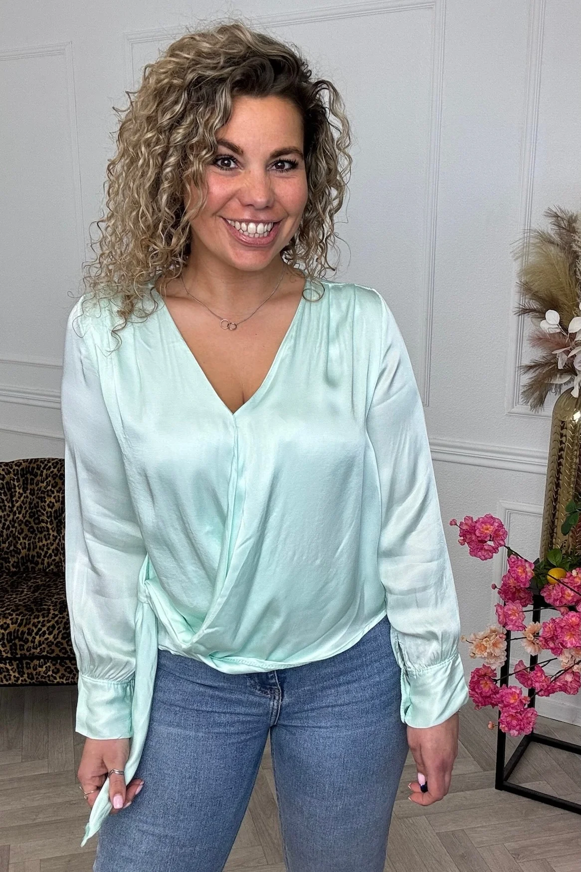 Silky Wrap Blouse - Mint