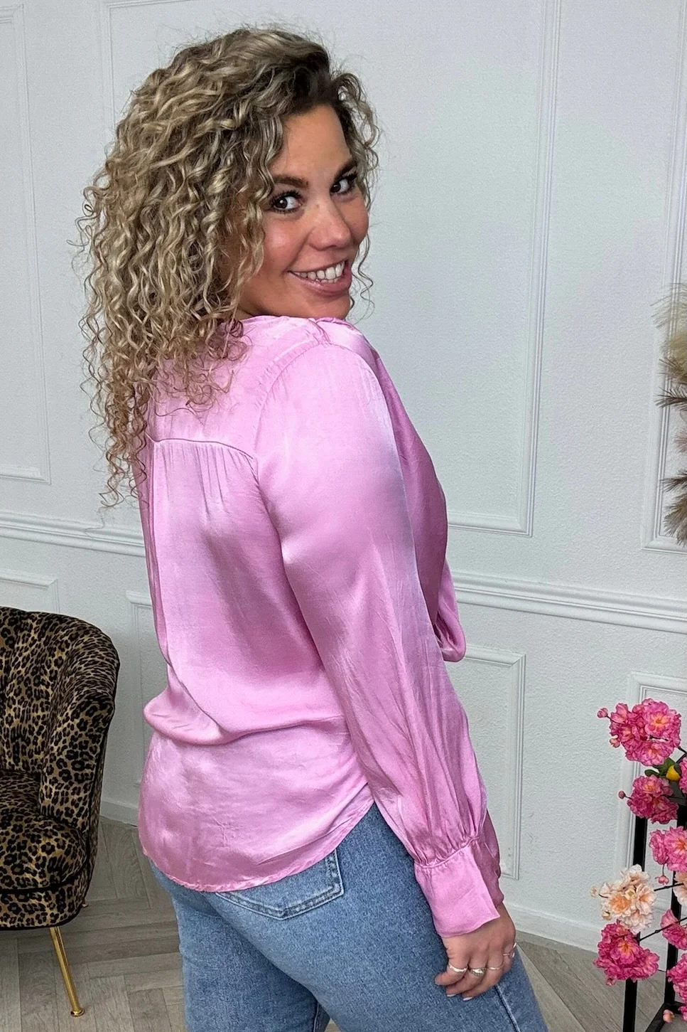 Silky Wrap Blouse - Sugar Pink - Image 2