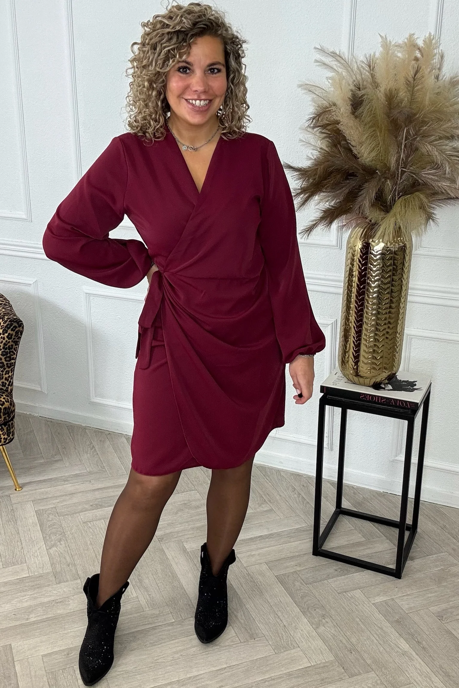 Silky Wrap Dress - Bordeaux