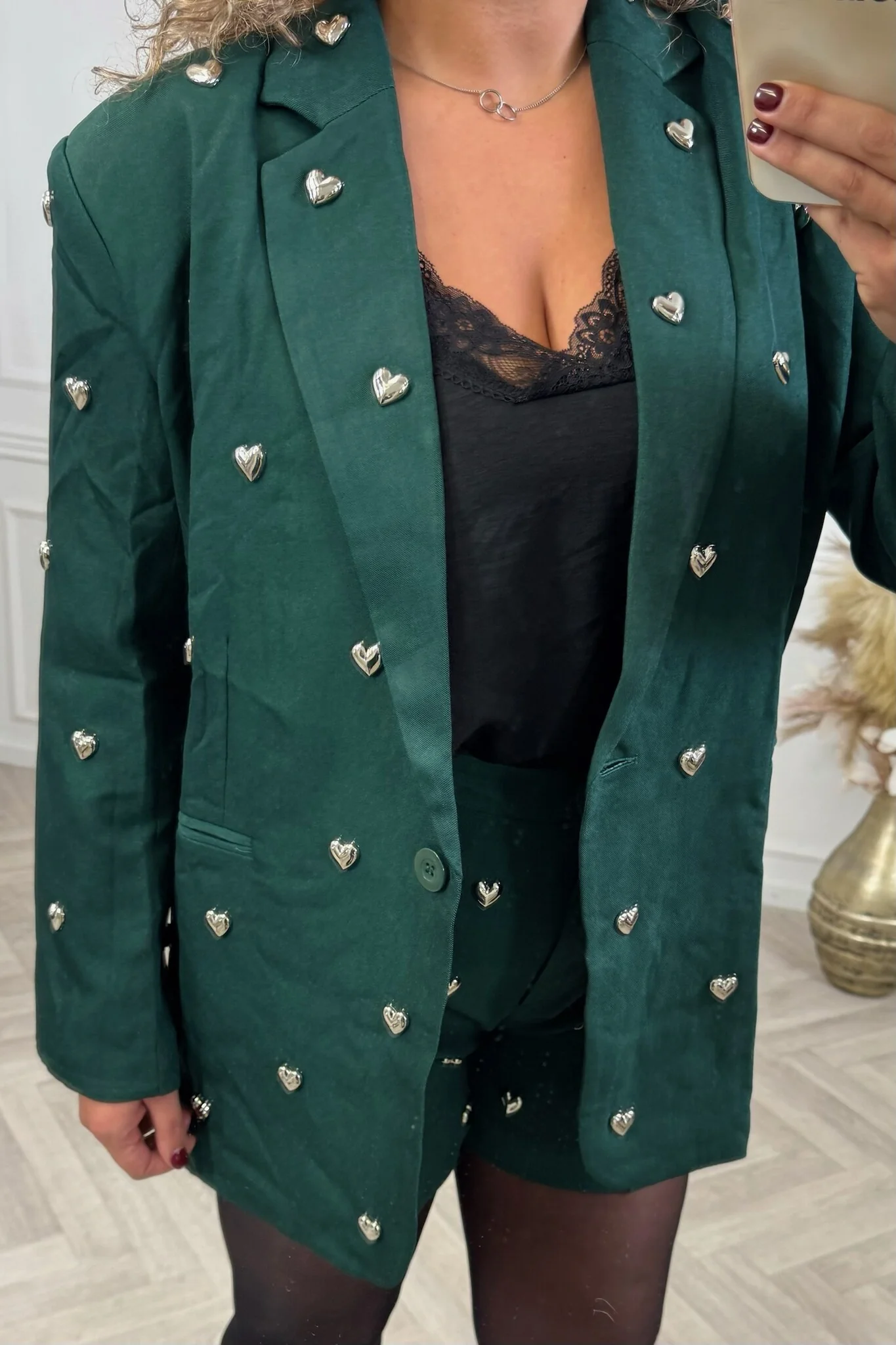 Silver Heart Blazer - Bottle Green - Image 2