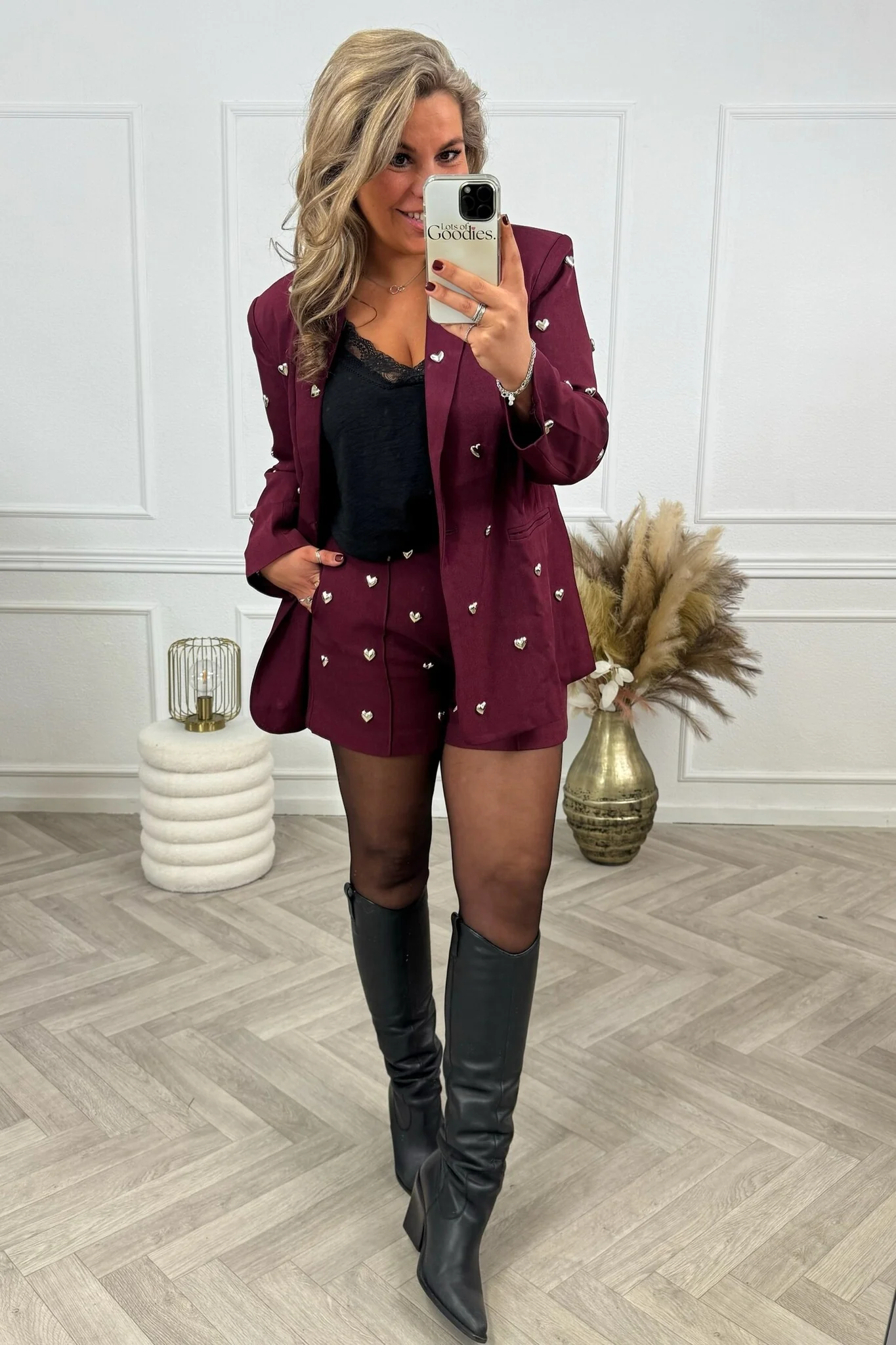 Silver Heart Blazer - Burgundy - Image 2