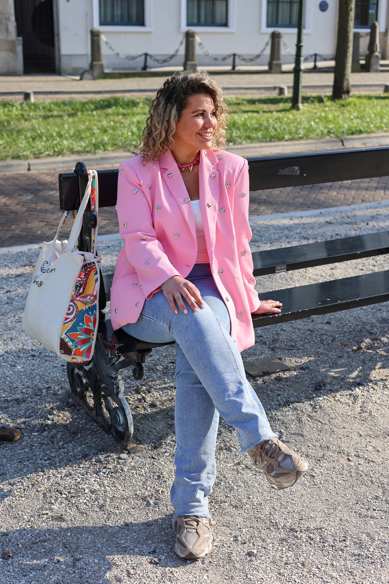 Silver Heart Blazer - Pink
