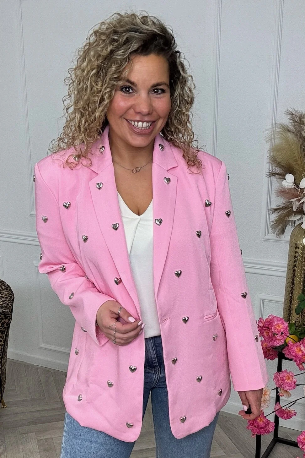 Silver Heart Blazer - Pink - Image 3