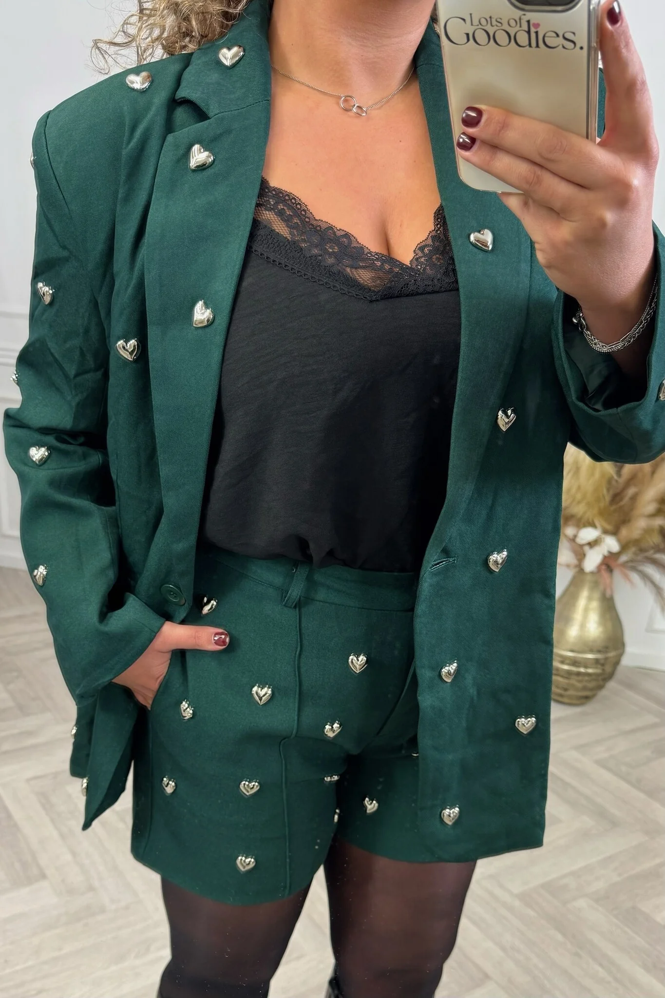 Silver Heart Short - Bottle Green