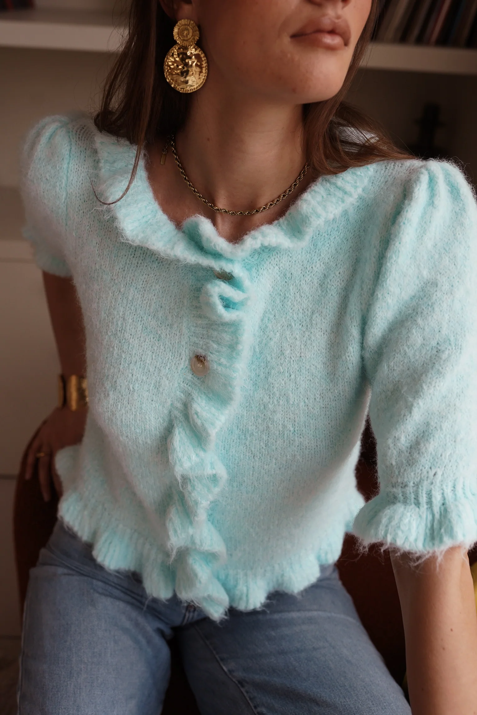 Silvia Ruffle Vest - Mint