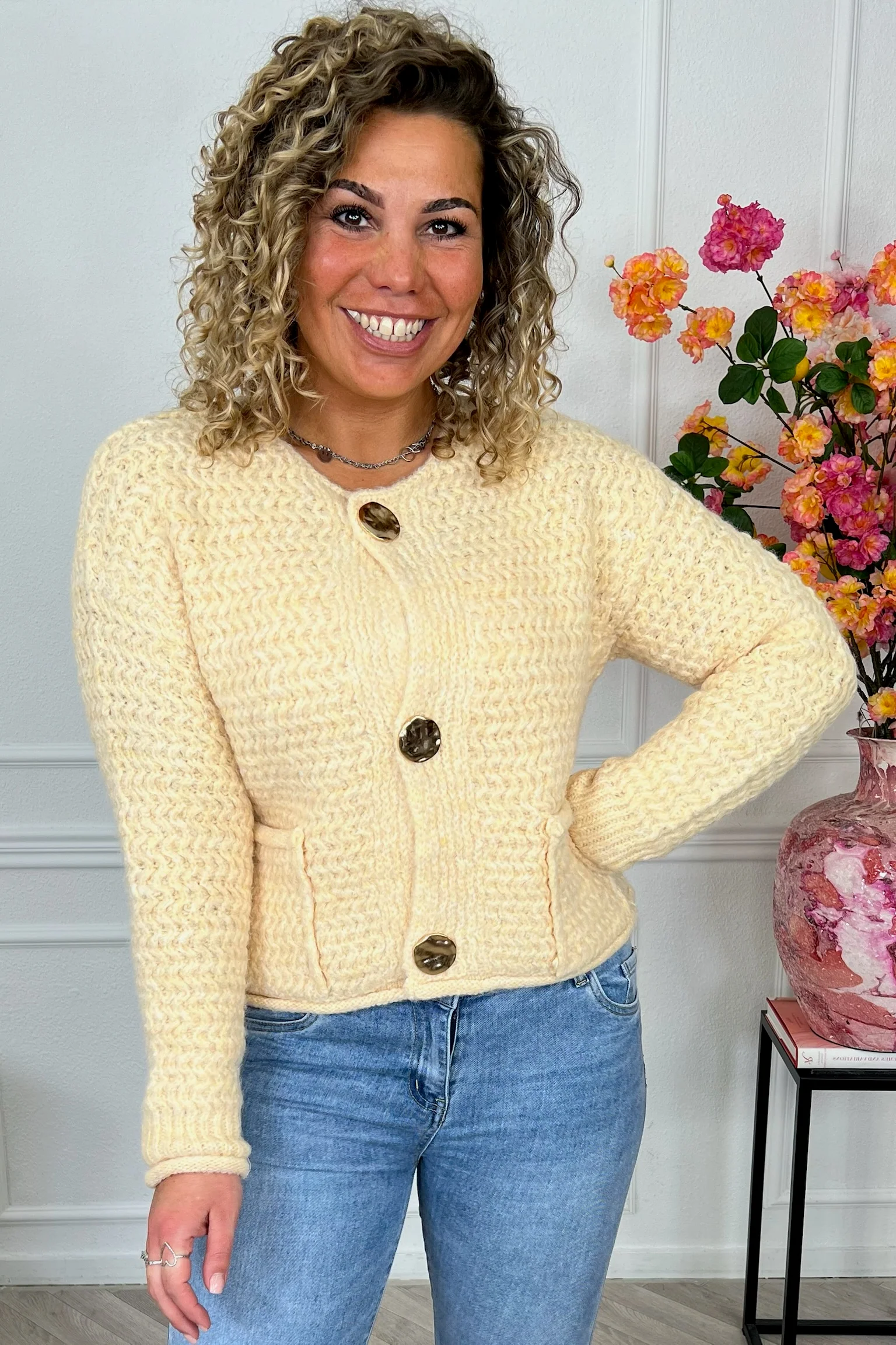 Silvie Button Vest - Butter Yellow