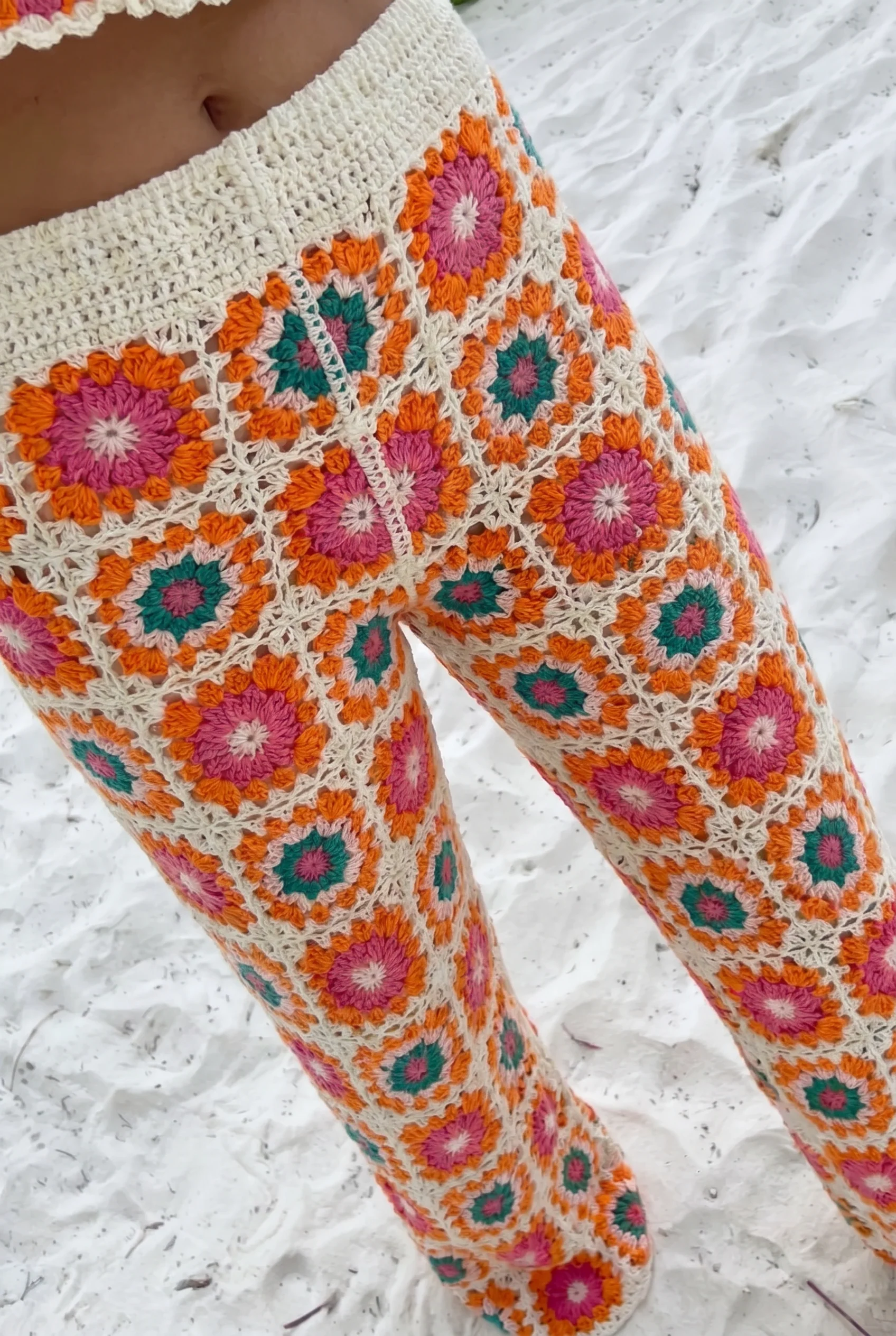 Simone Crochet Pants - Green/Orange - Image 4
