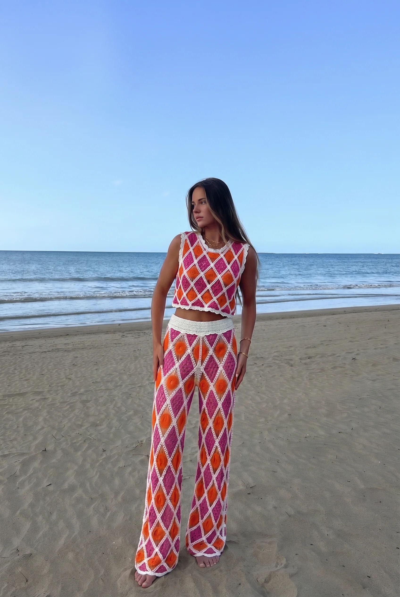 Simone Crochet Pants - Purple/Orange - Image 3