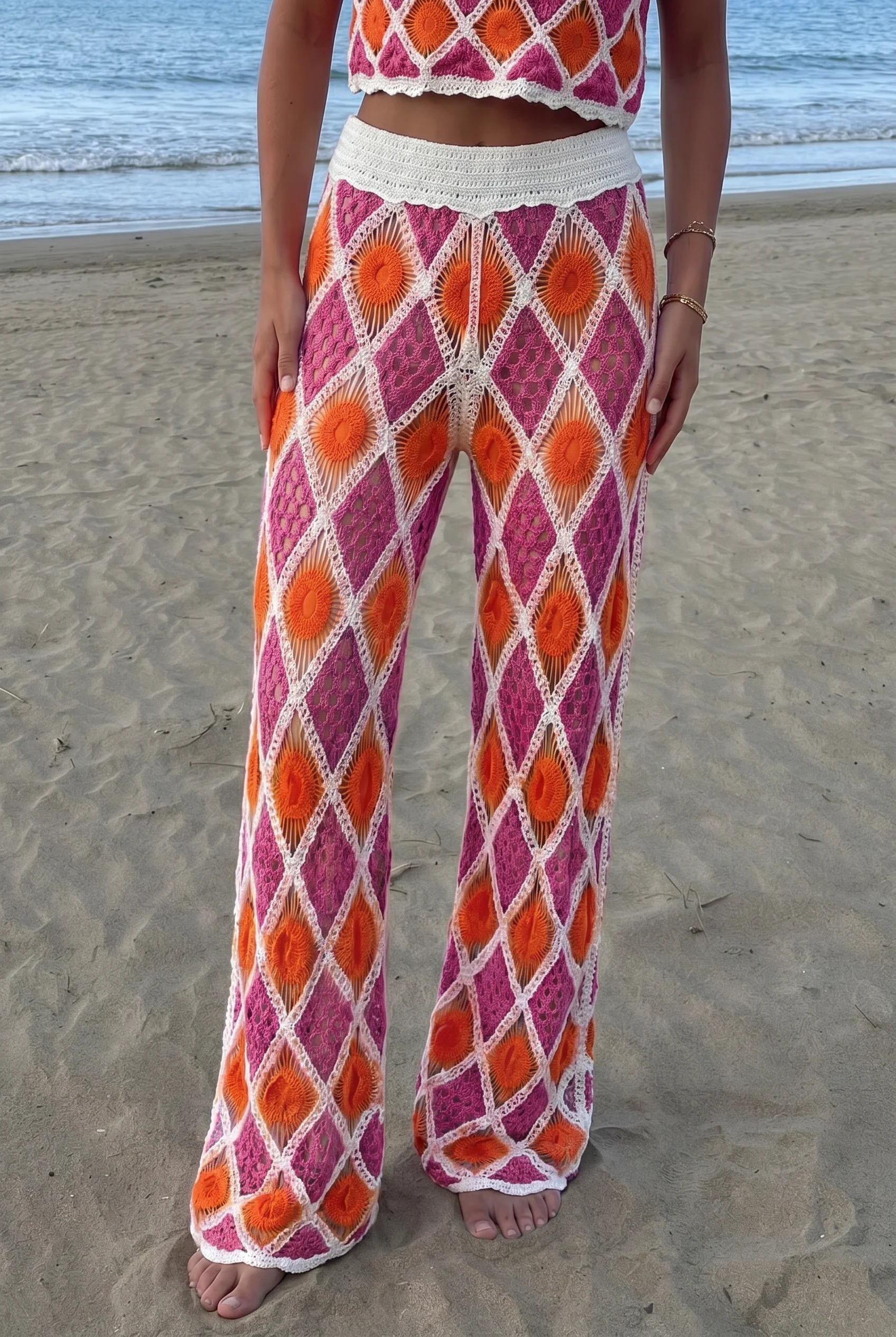 Simone Crochet Pants - Purple/Orange - Image 4