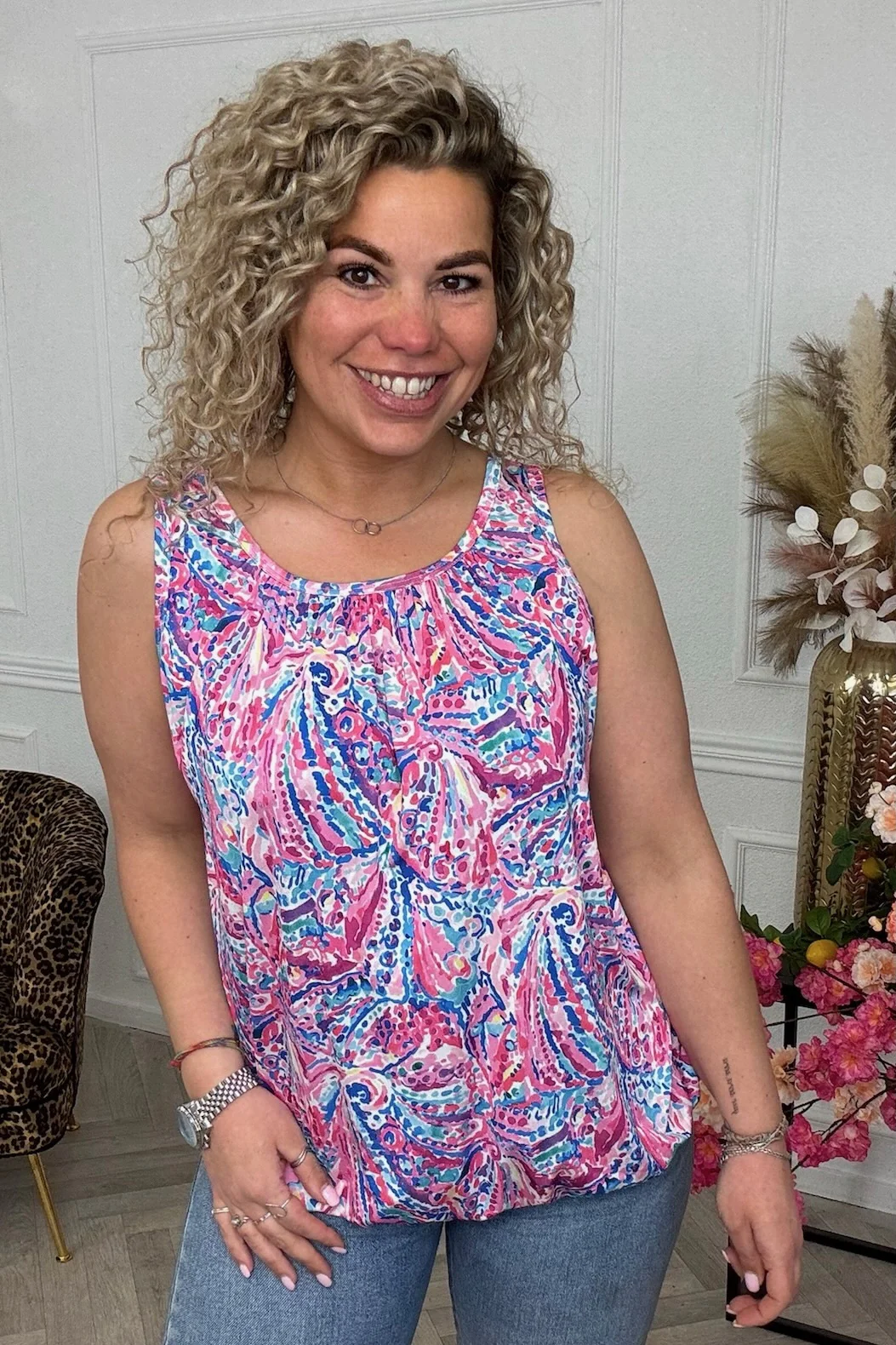 Sleeveless Balloon Victoria Top - Pink